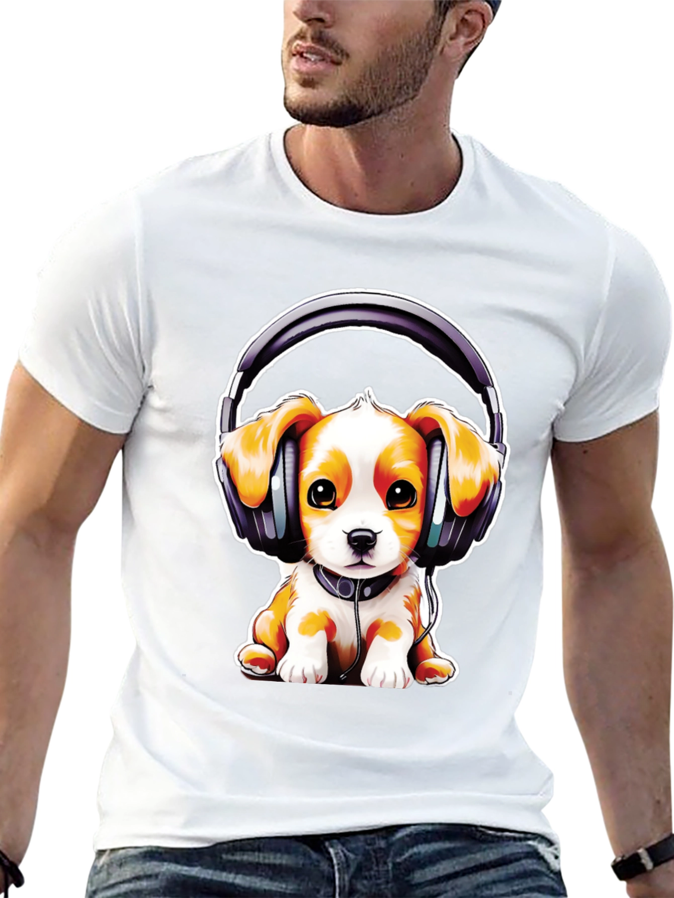 Puppy DJ T-Shirt: Cute Dog with Headphones