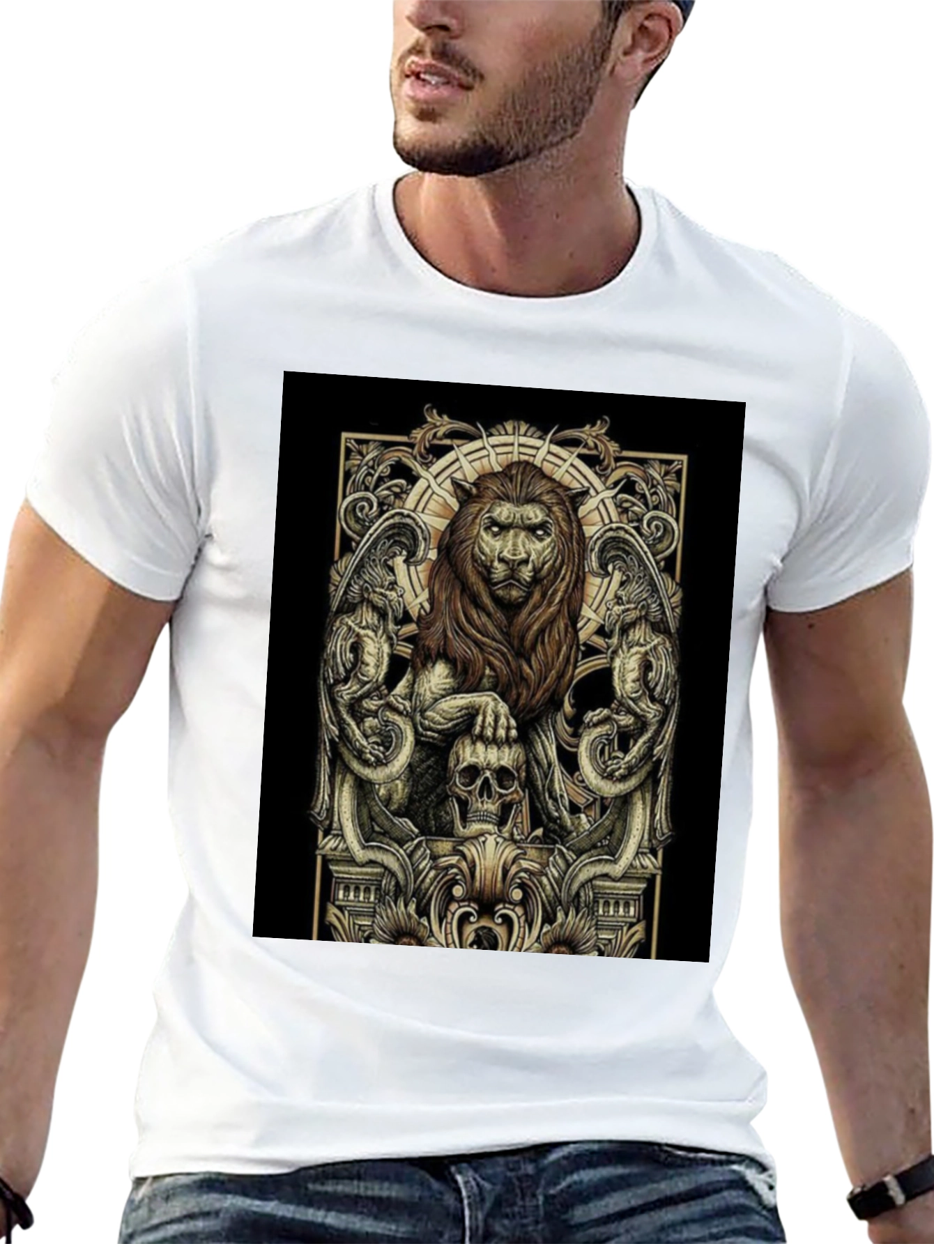Lion & Skull Graphic Tee - Black