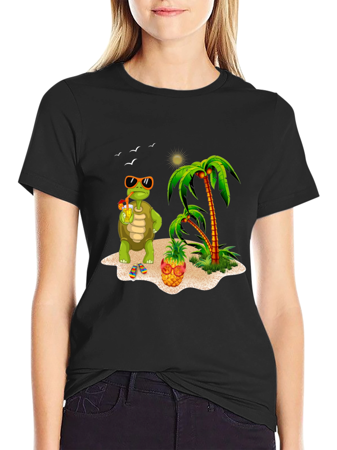 Tropical Turtle Graphic Tee - Beach Vibes