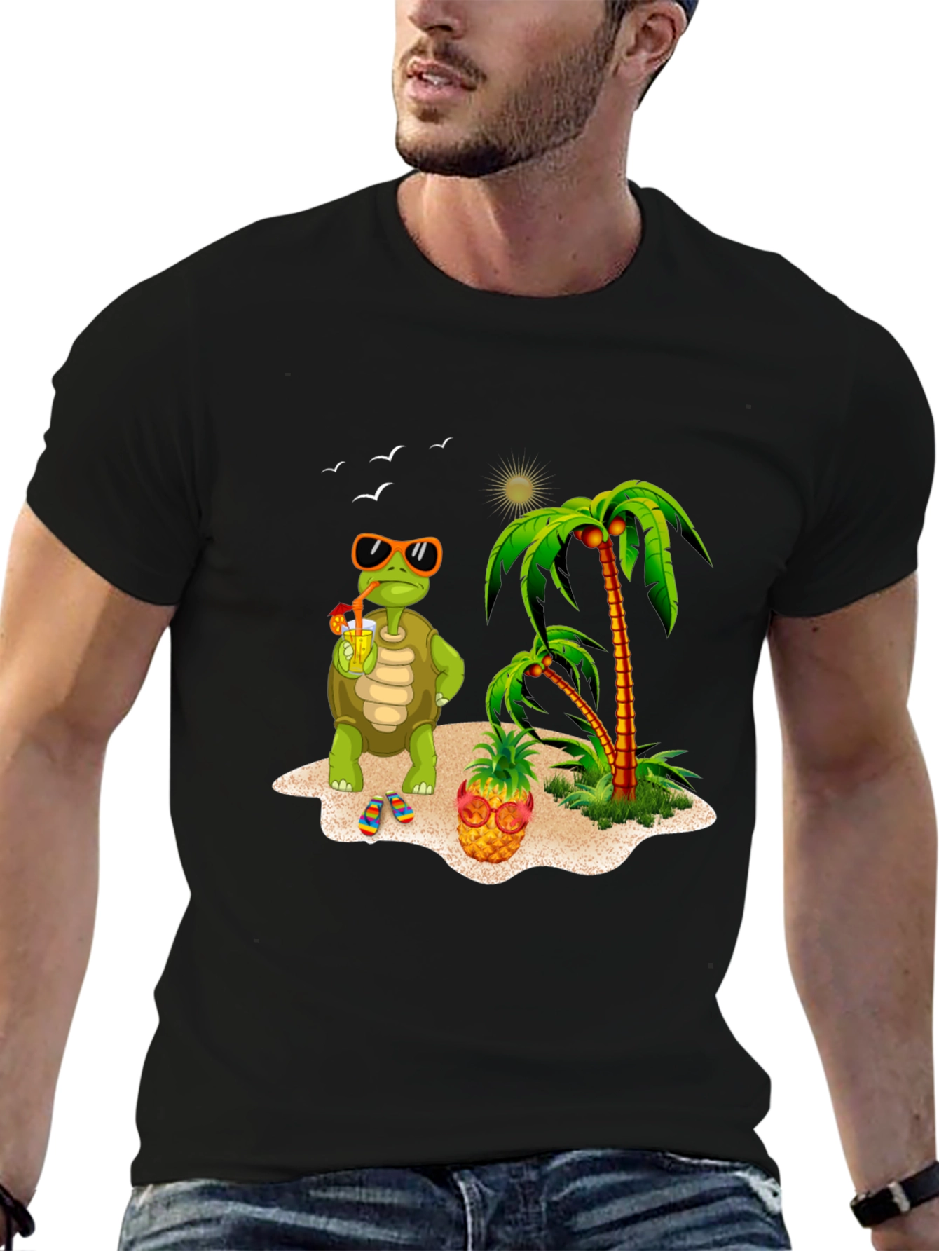 Tropical Turtle Graphic Tee - Beach Vibes