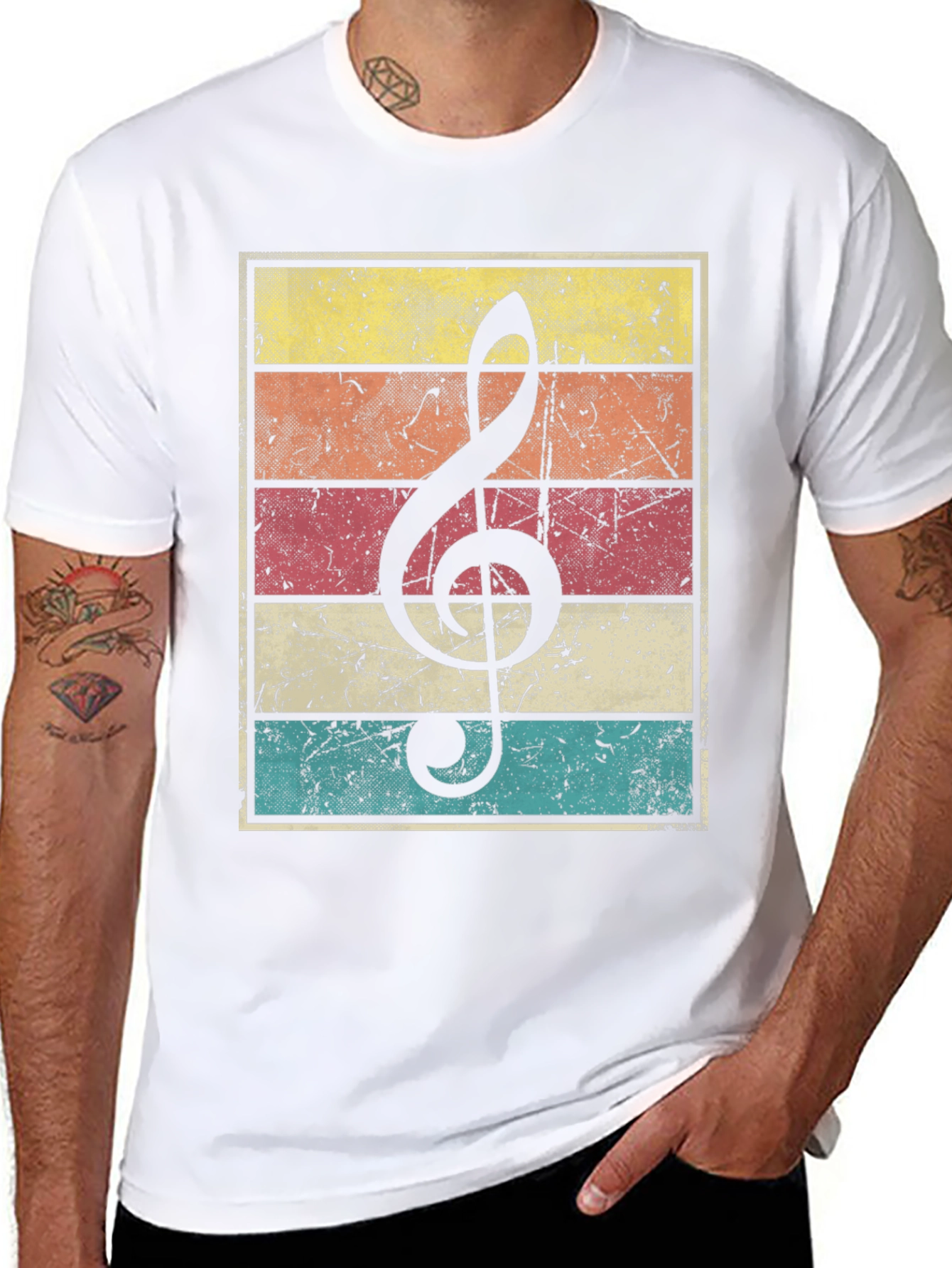 Retro Music Treble Clef Graphic T-Shirt