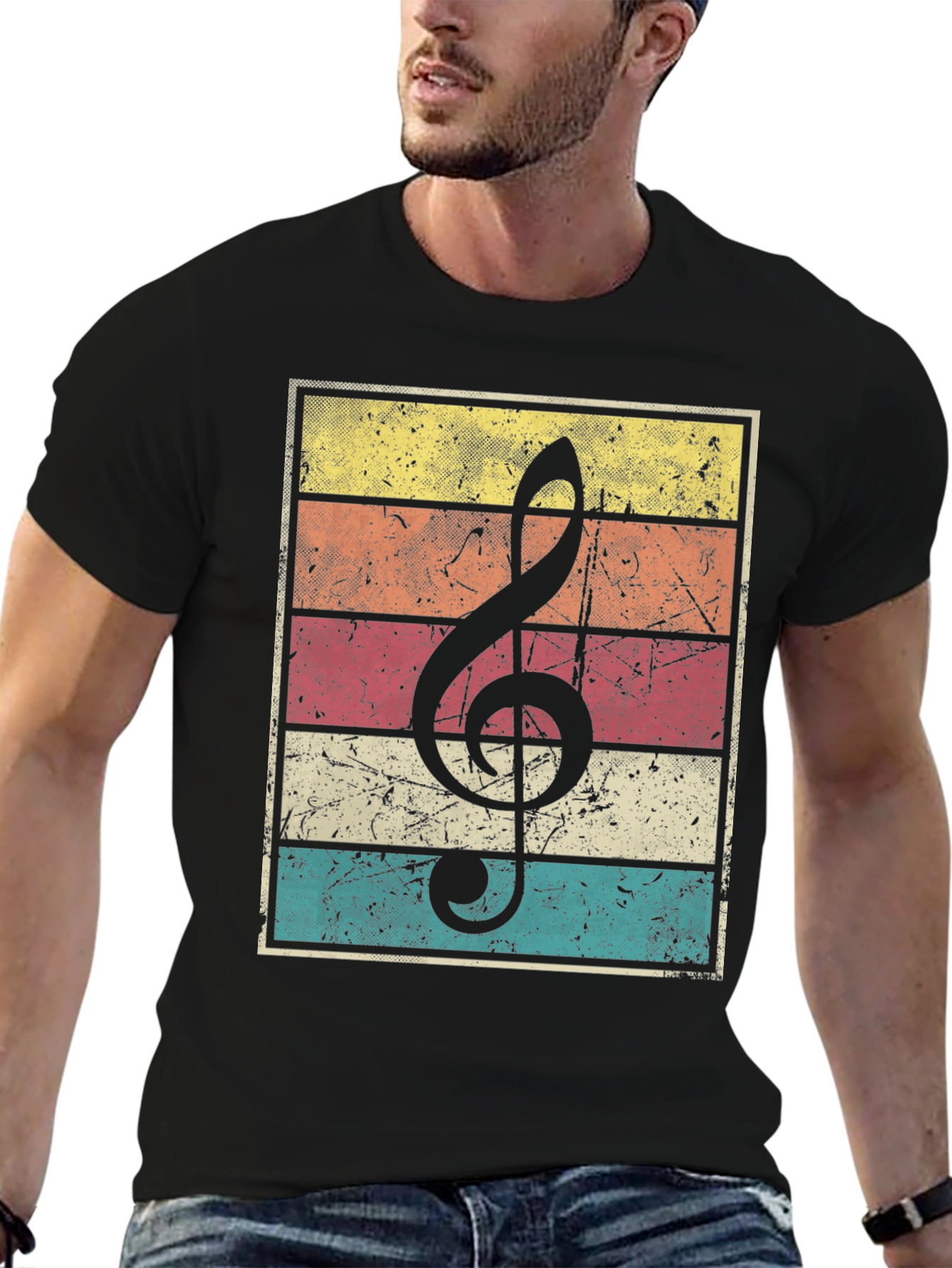 Retro Music Treble Clef Graphic T-Shirt