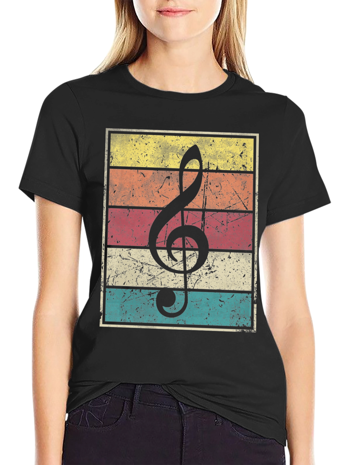 Retro Music Treble Clef Graphic T-Shirt