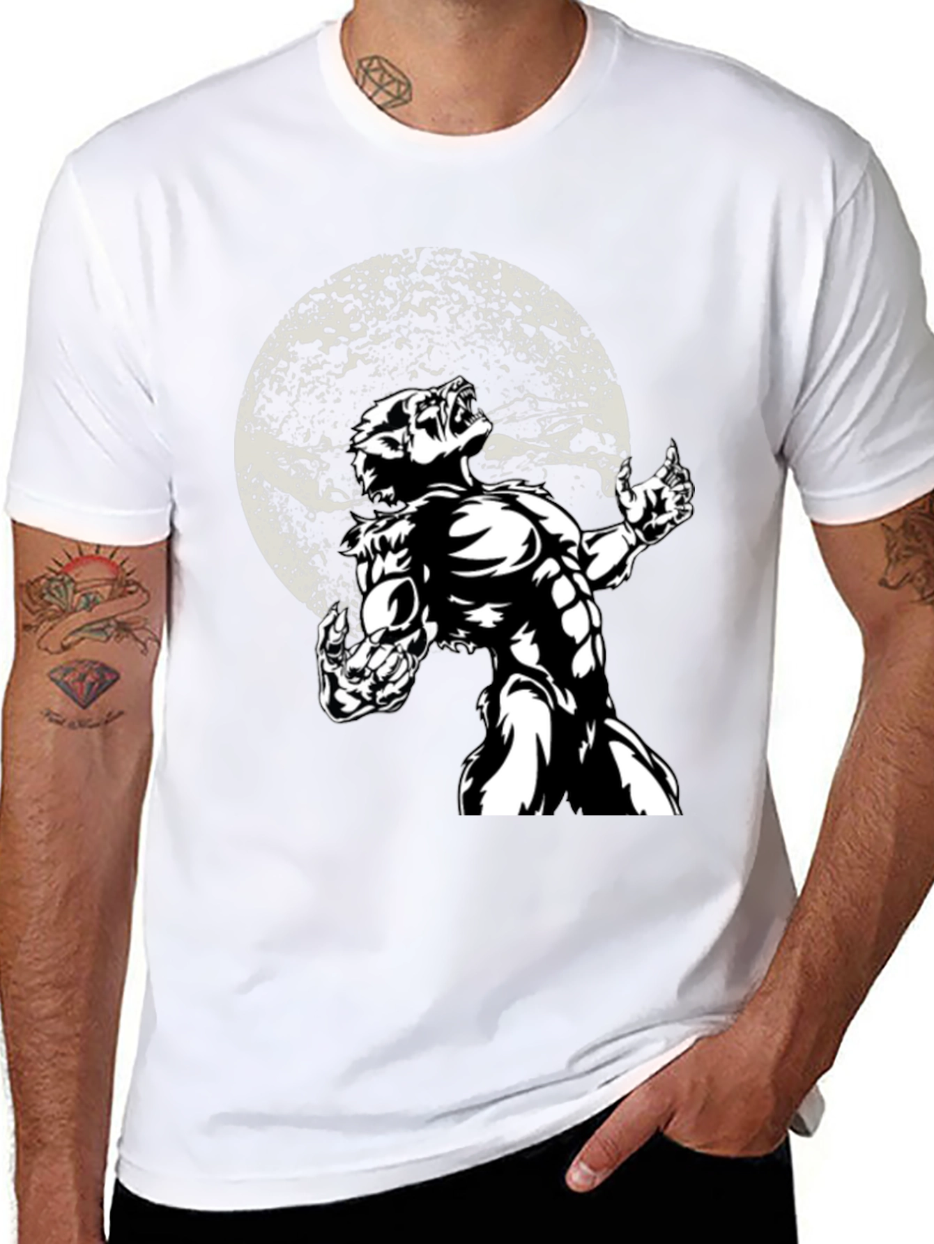 Werewolf Moon Graphic T-Shirt - Black