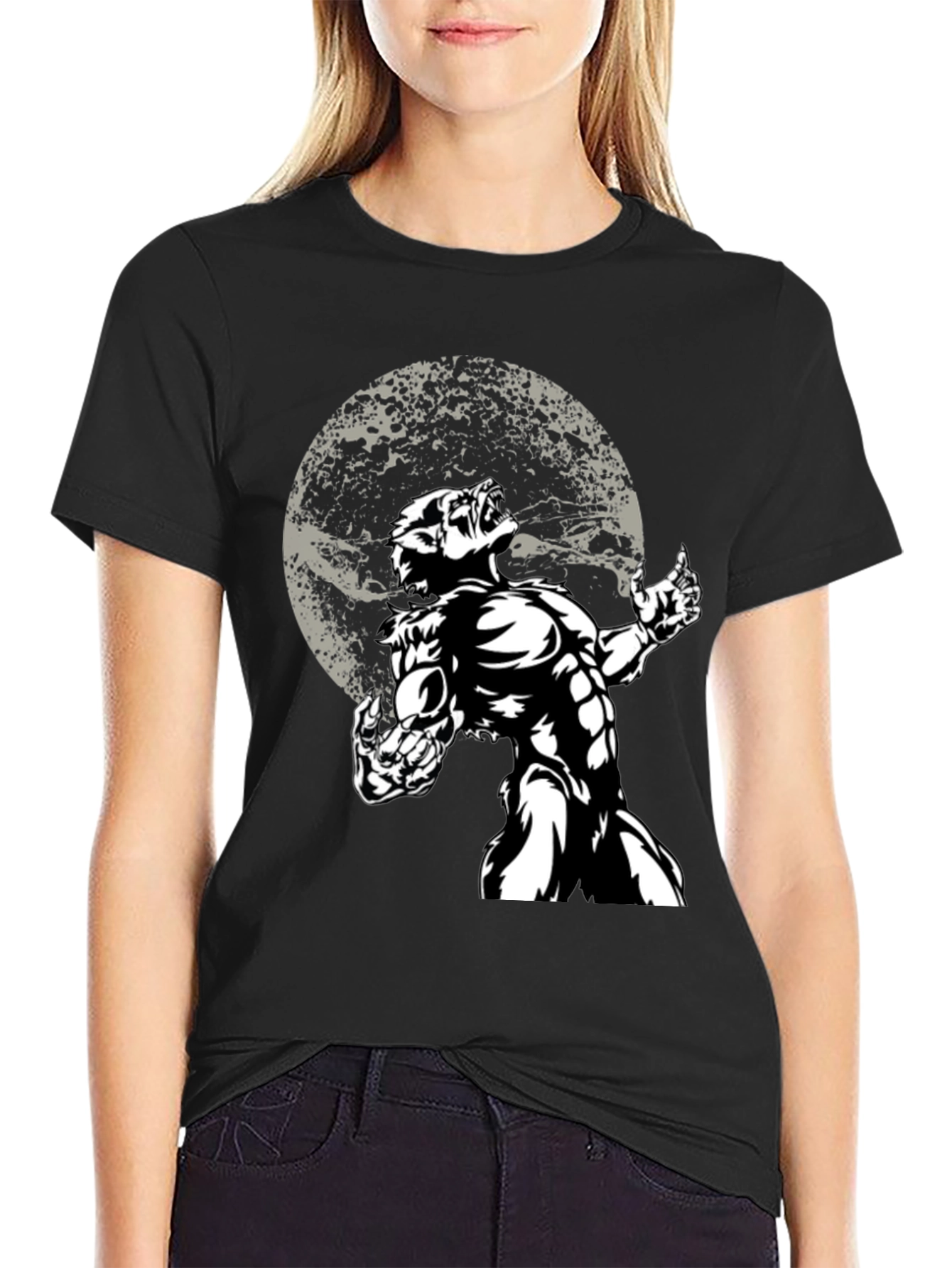 Werewolf Moon Graphic T-Shirt - Black