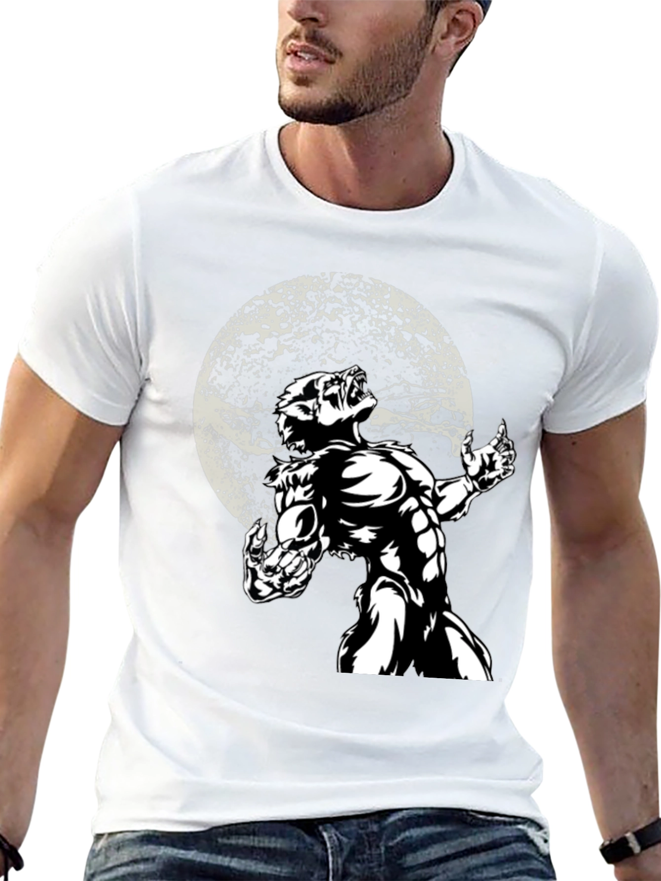 Werewolf Moon Graphic T-Shirt - Black