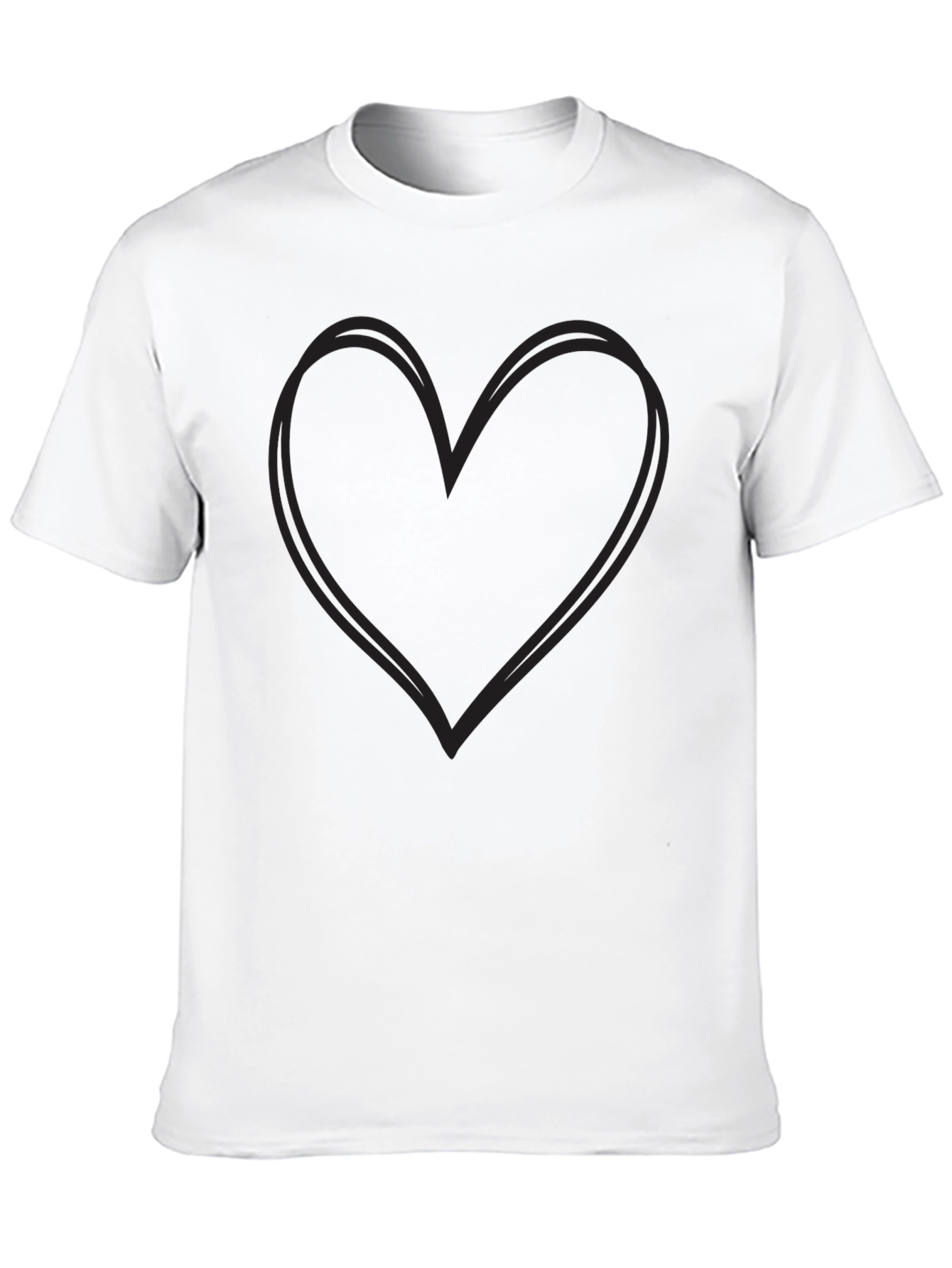 Simple Heart Outline Black T-Shirt