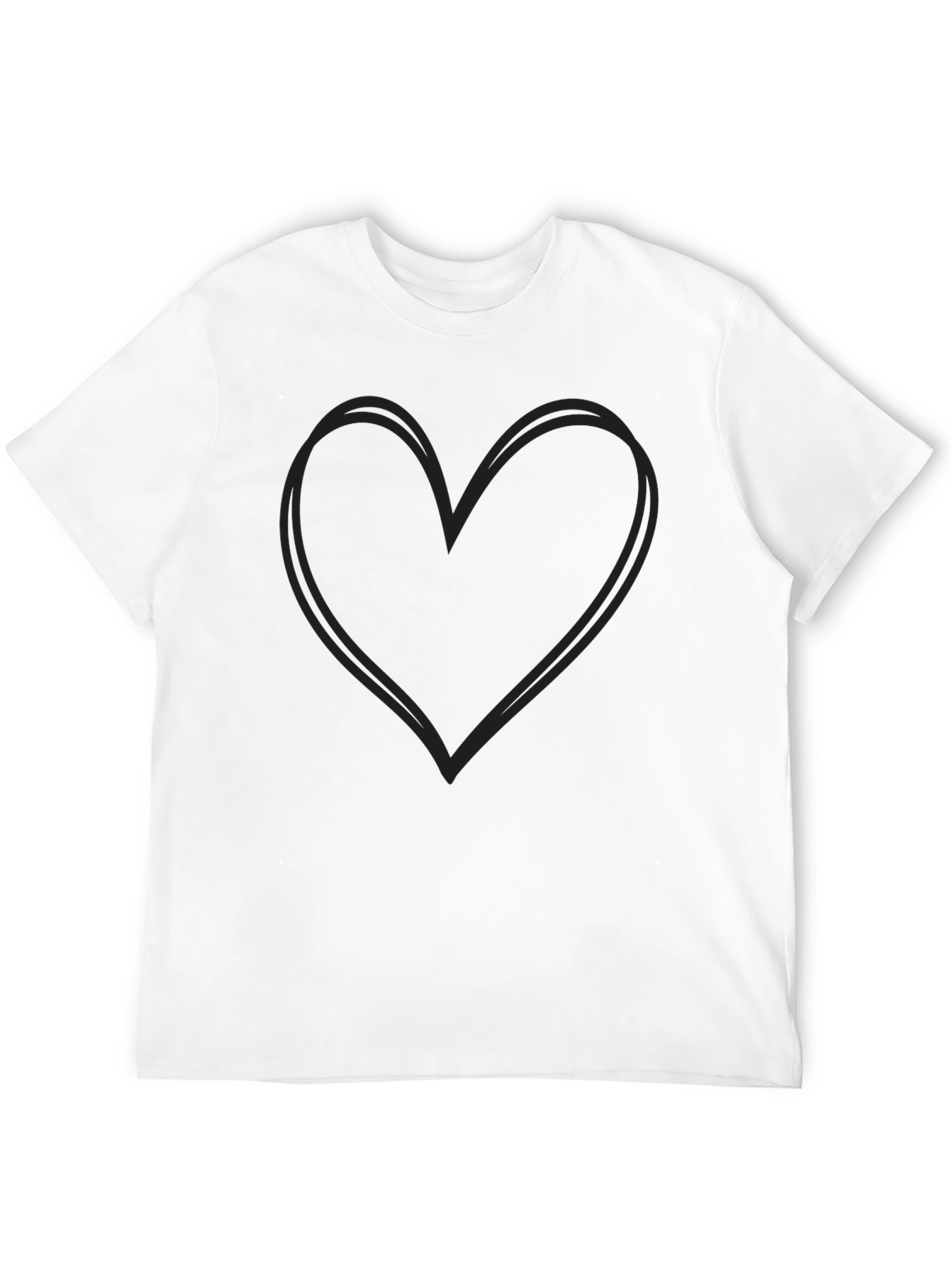 Simple Heart Outline Black T-Shirt