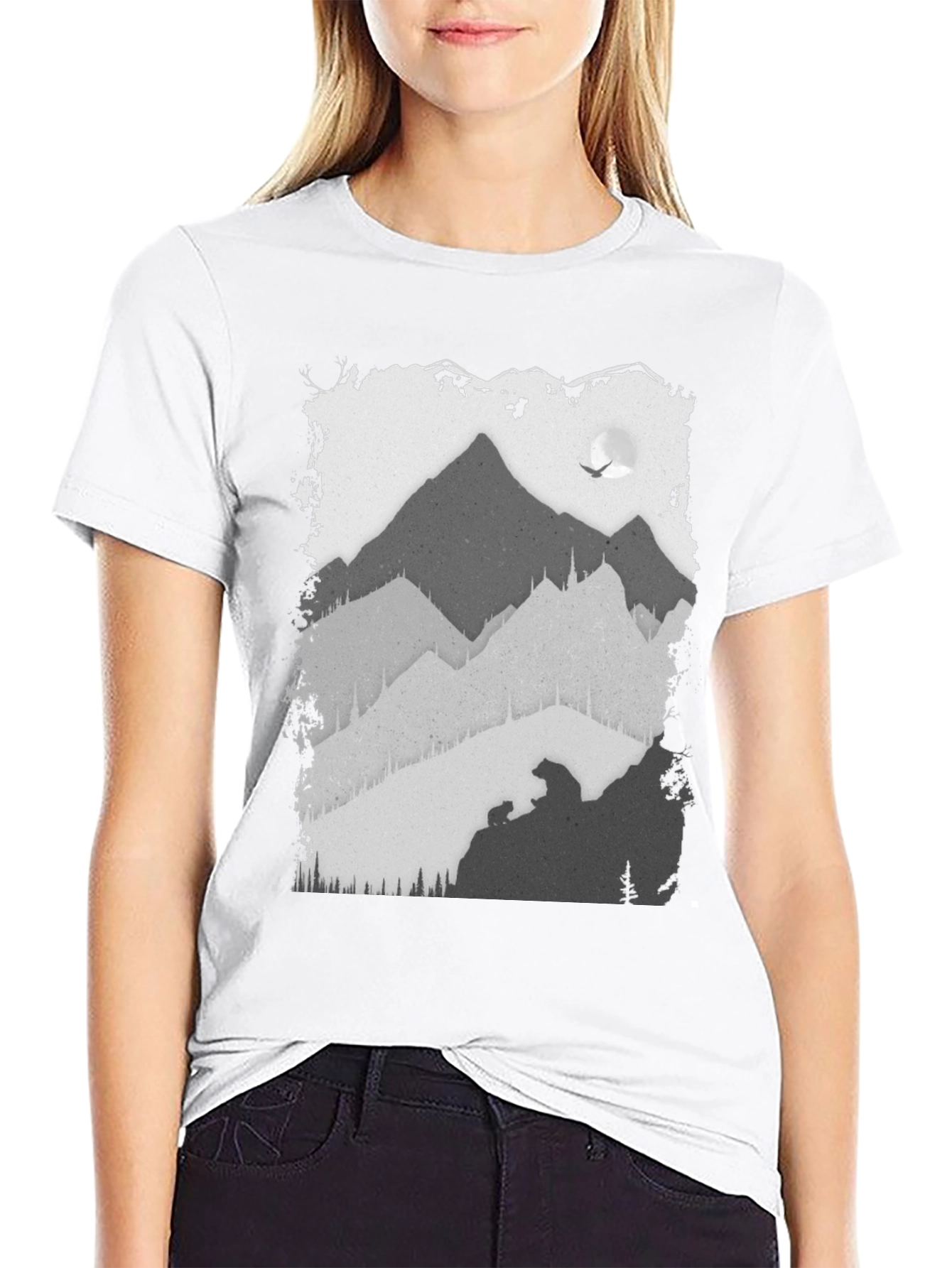 Mountain Scene Graphic T-Shirt - Black