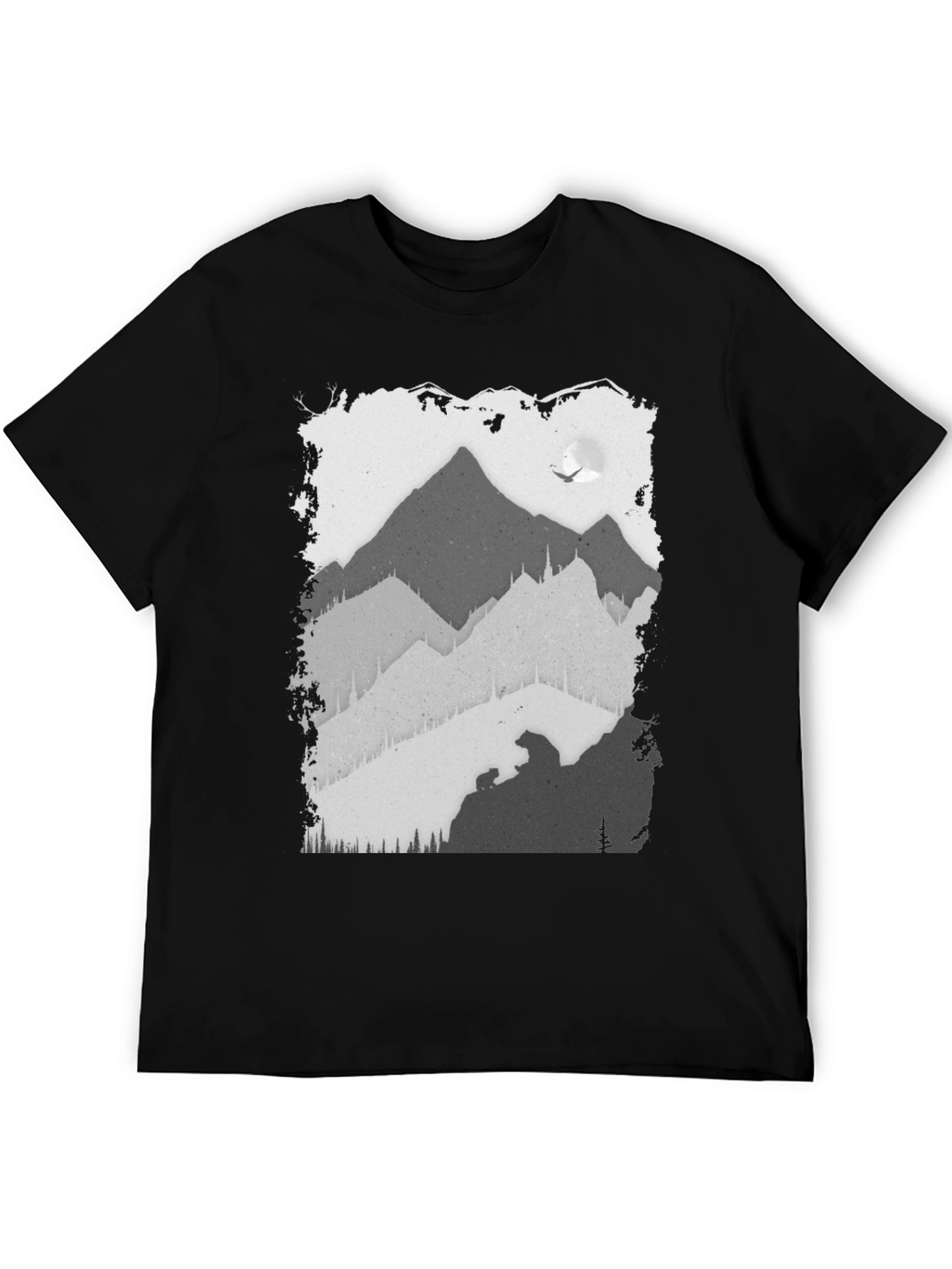 Mountain Scene Graphic T-Shirt - Black