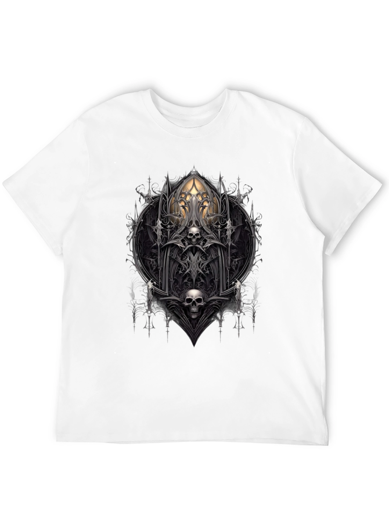 Gothic Skull Graphic Tee - Dark Fantasy Style