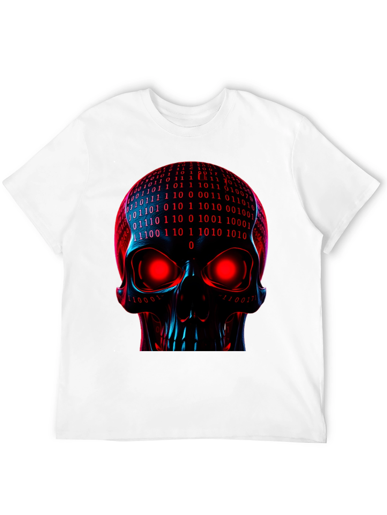 Cyber Skull Graphic Tee - Binary Code Skull