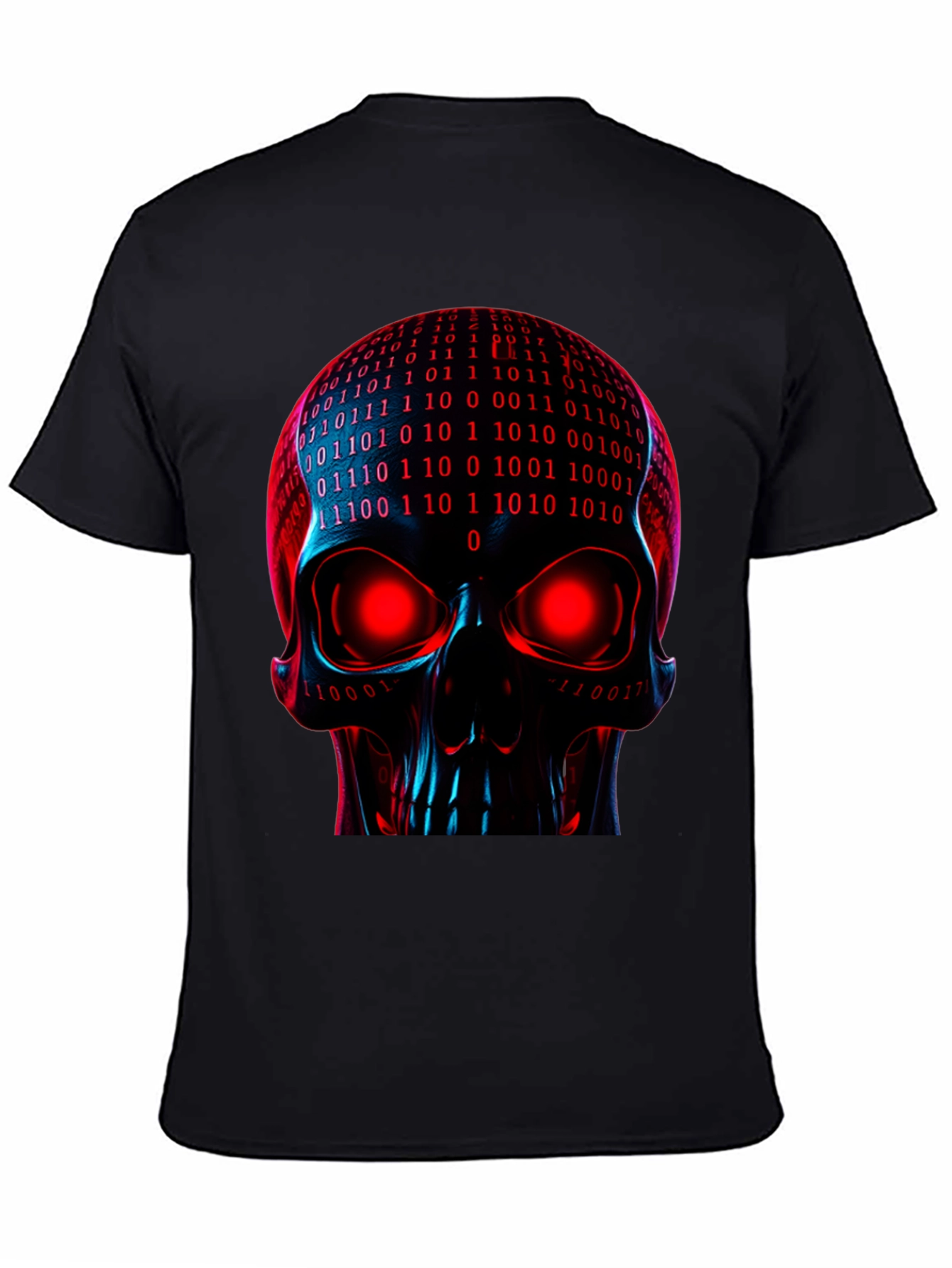 Cyber Skull Graphic Tee - Binary Code Skull