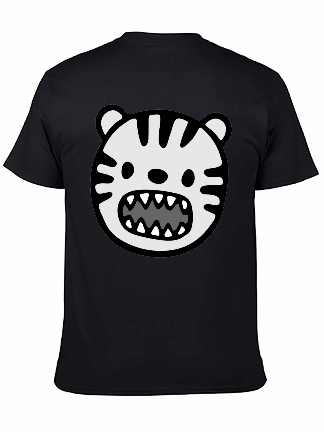 Cartoon Tiger Graphic Tee - Mens Black T-Shirt