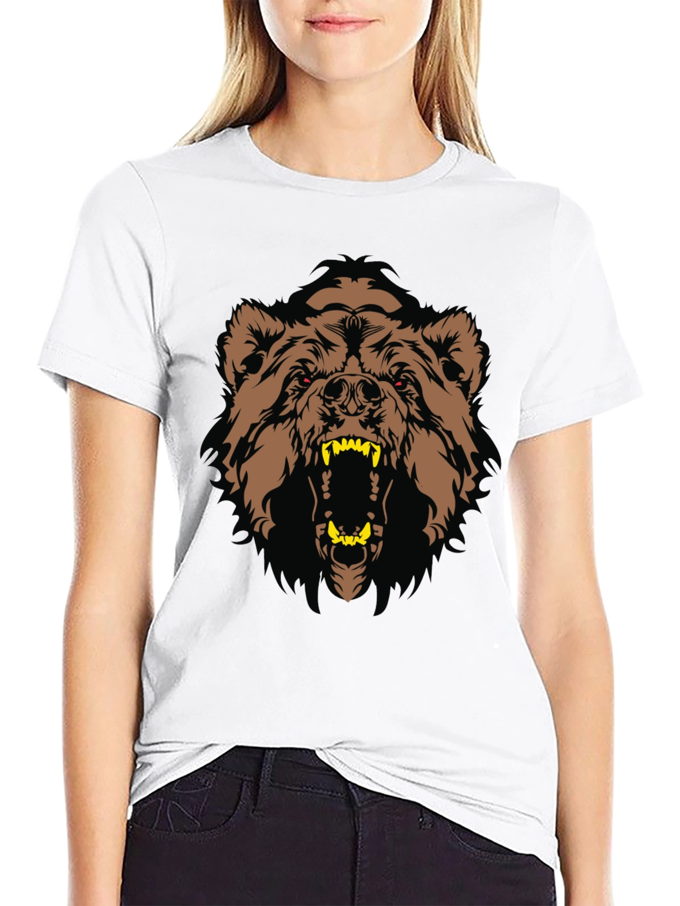 Black T-Shirt with Bear Graphic