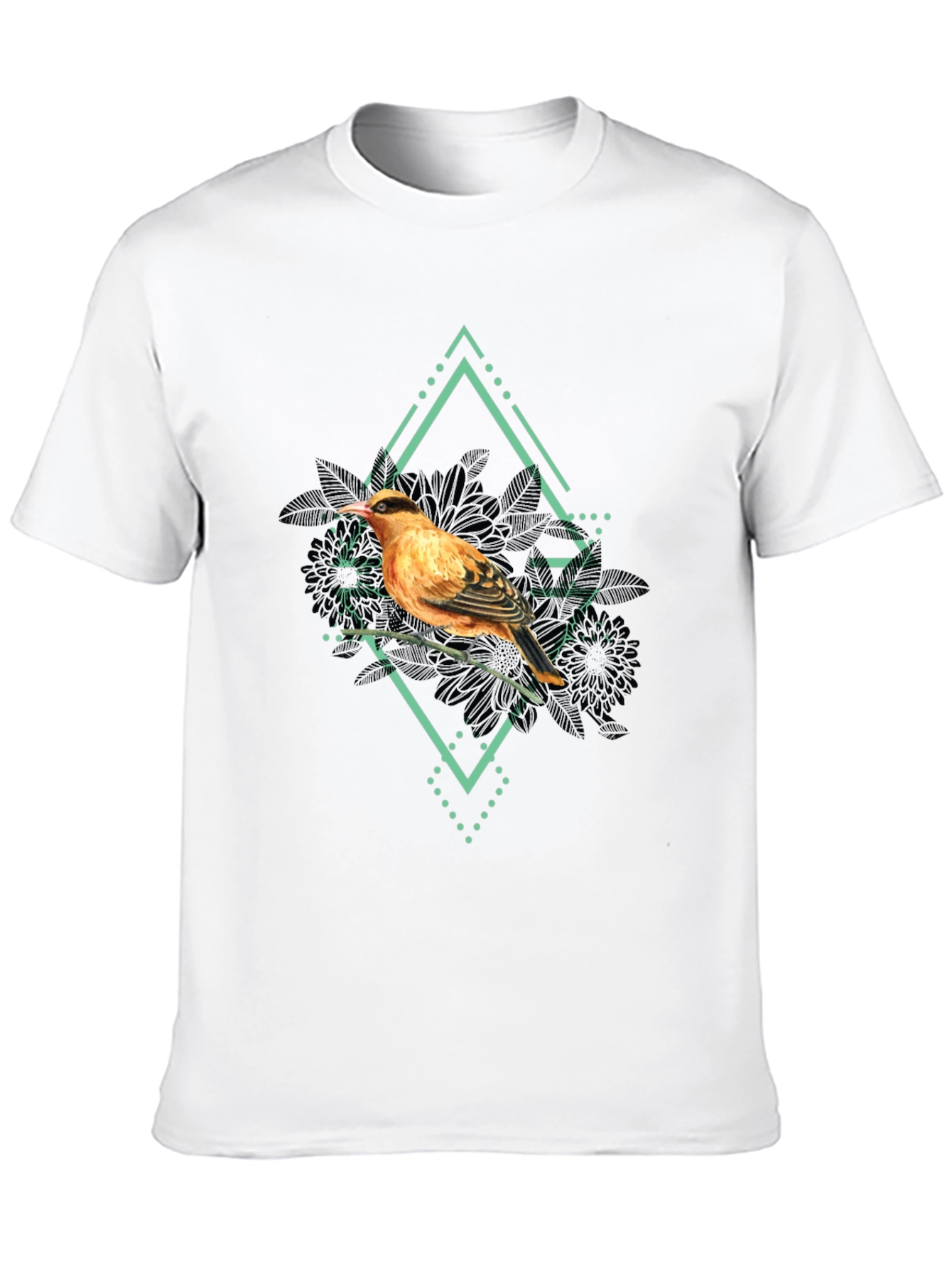 Bird Graphic Print Mens Black T-Shirt