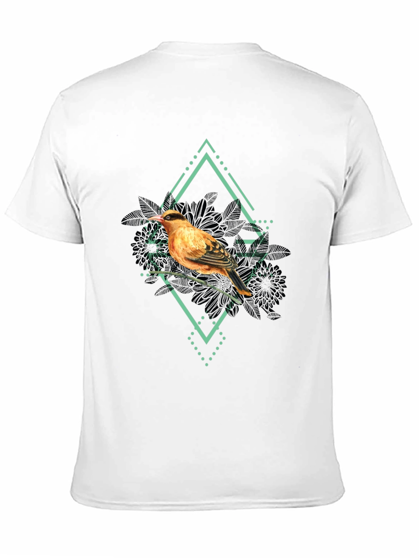 Bird Graphic Print Mens Black T-Shirt