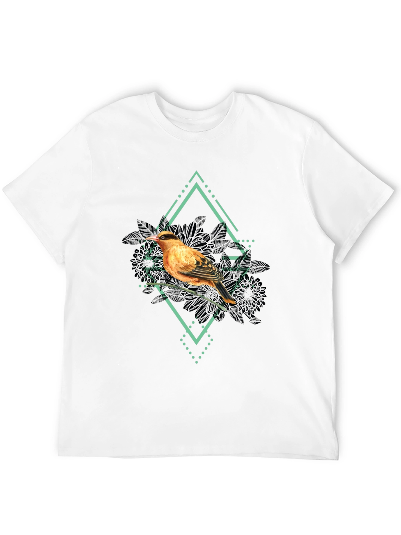 Bird Graphic Print Mens Black T-Shirt