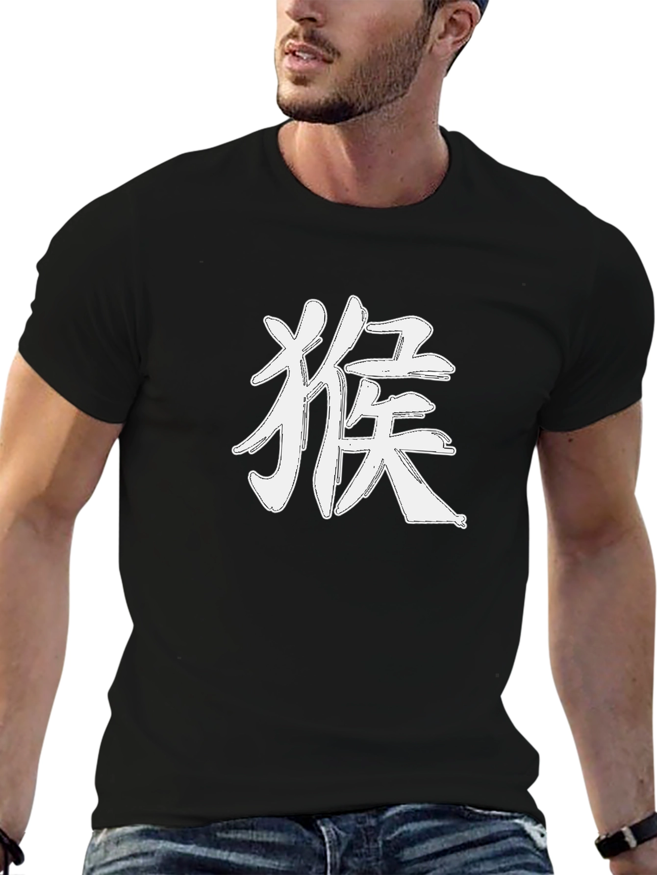 Monkey Kanji Graphic Black T-Shirt