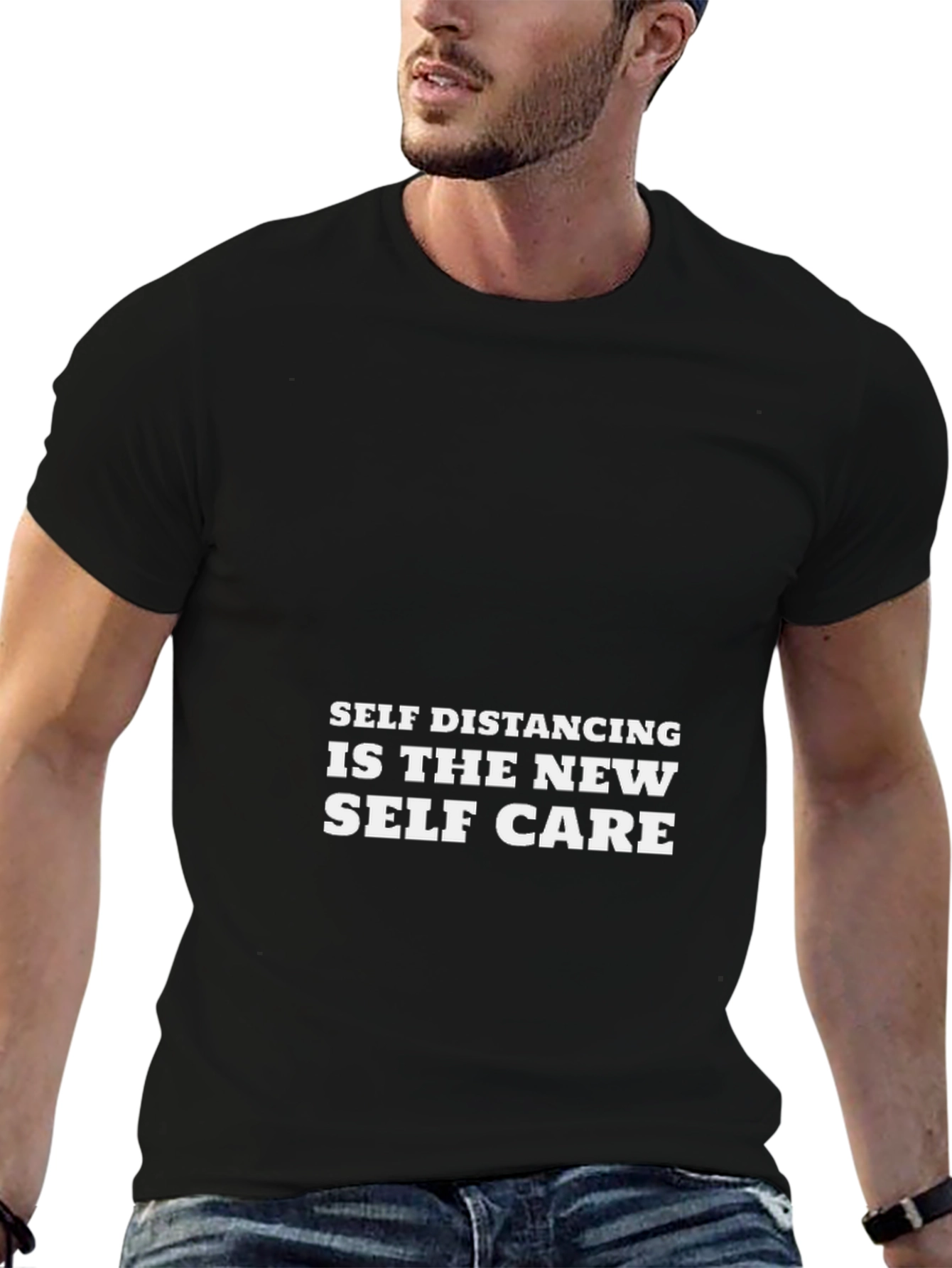 Self Distancing is The New Self Care Black T-Shirt