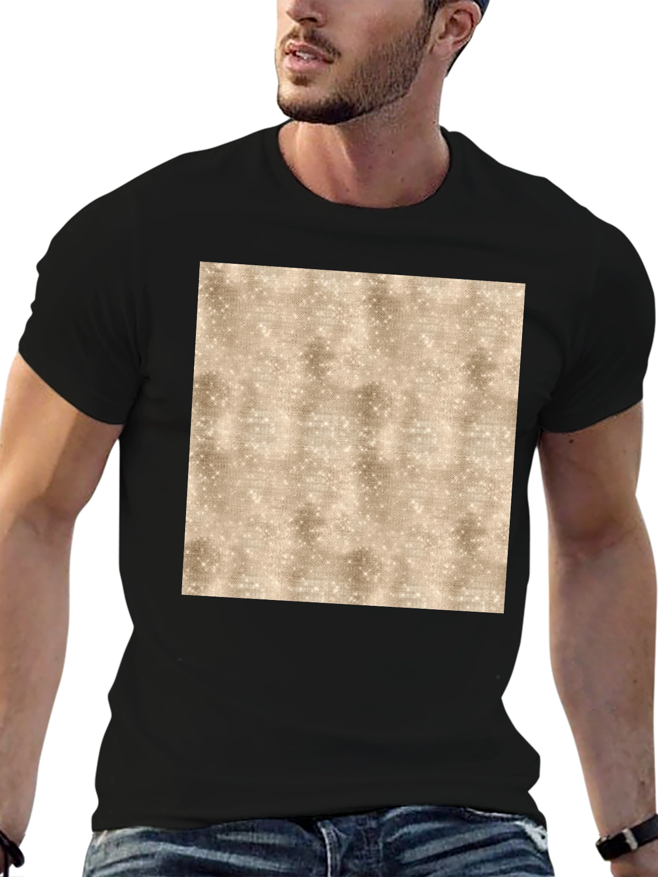 Abstract Textured Print Black Tee