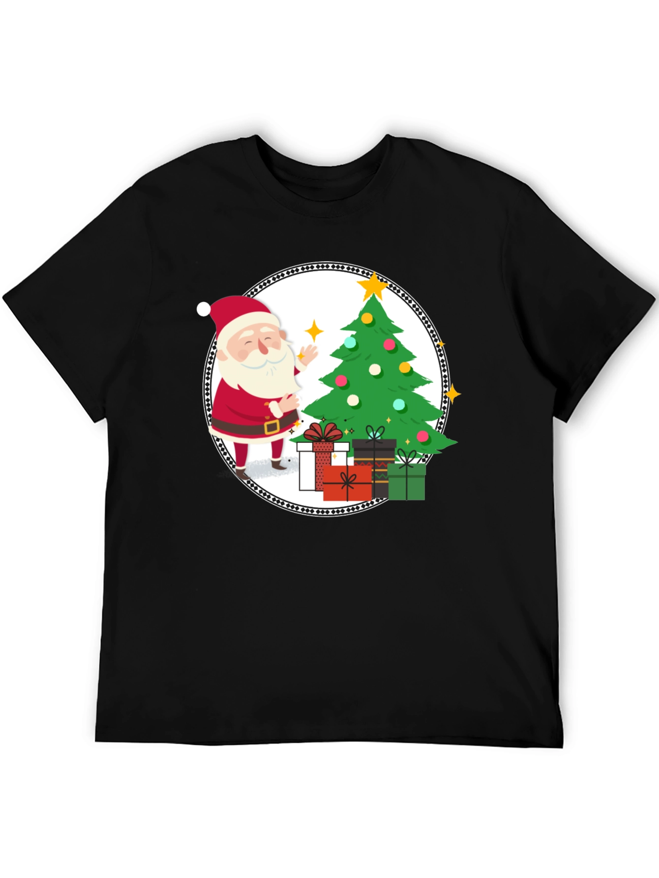 Festive Santa Christmas Tree Graphic Tee