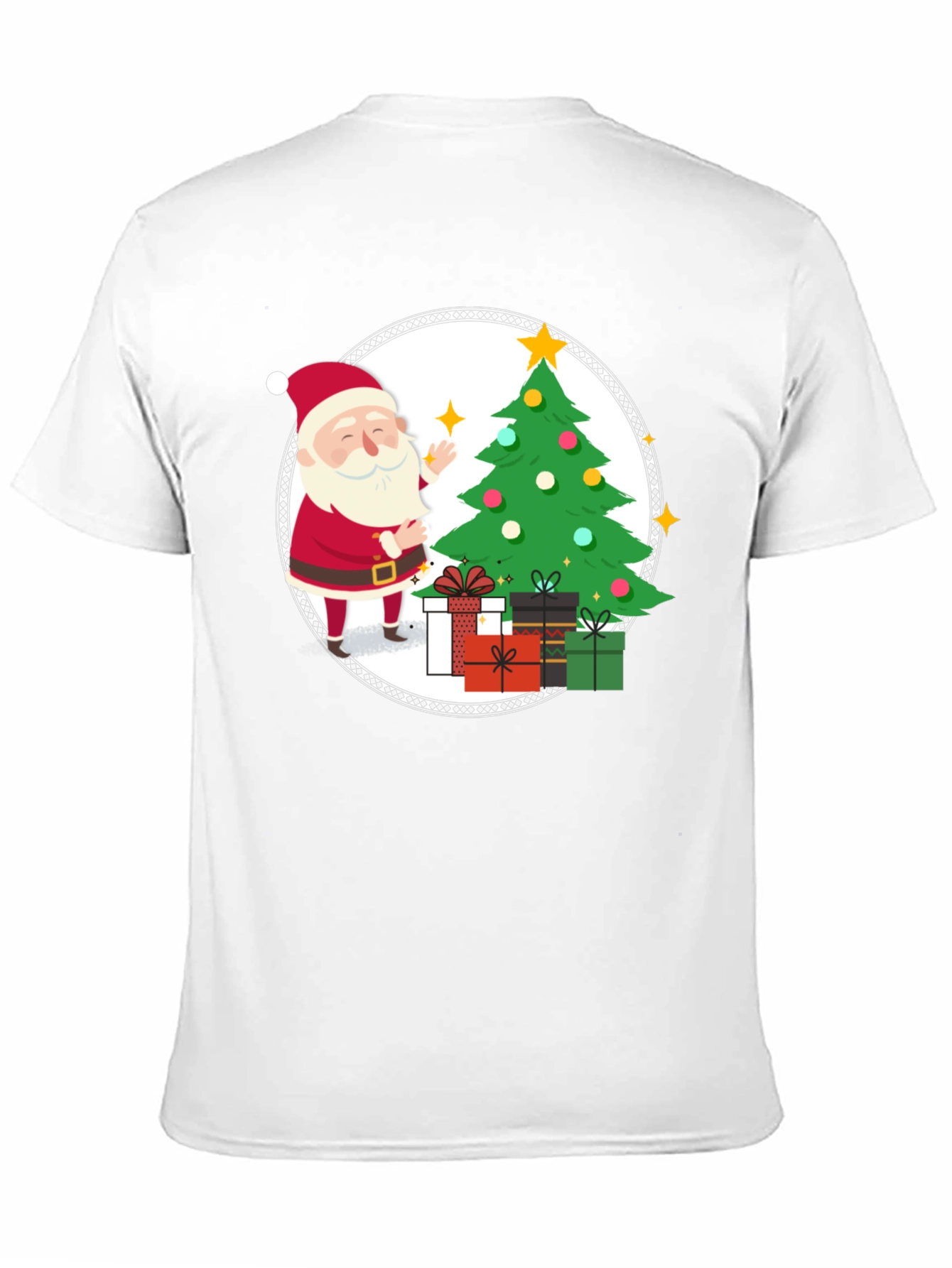 Festive Santa Christmas Tree Graphic Tee