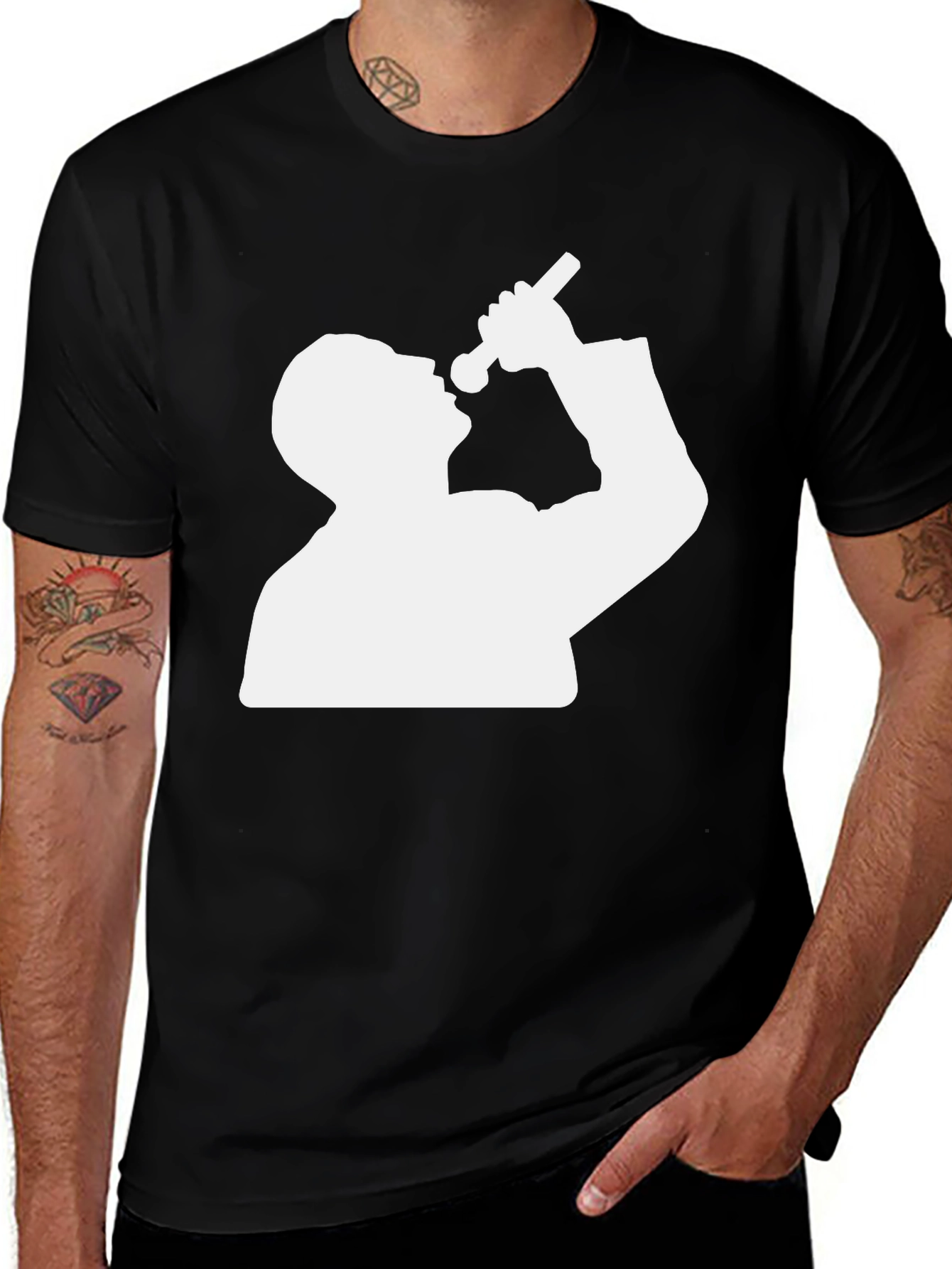 Silhouette Singer Graphic Tee - Black Cotton Blend T-Shirt