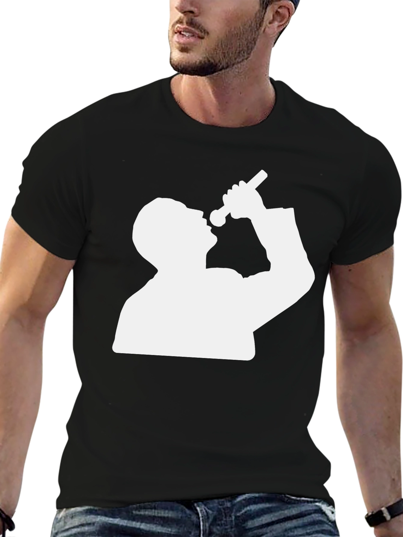 Silhouette Singer Graphic Tee - Black Cotton Blend T-Shirt