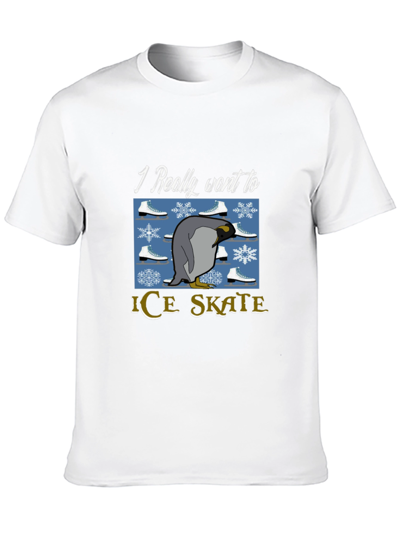 Penguin Ice Skate T-Shirt - Novelty Graphic Tee