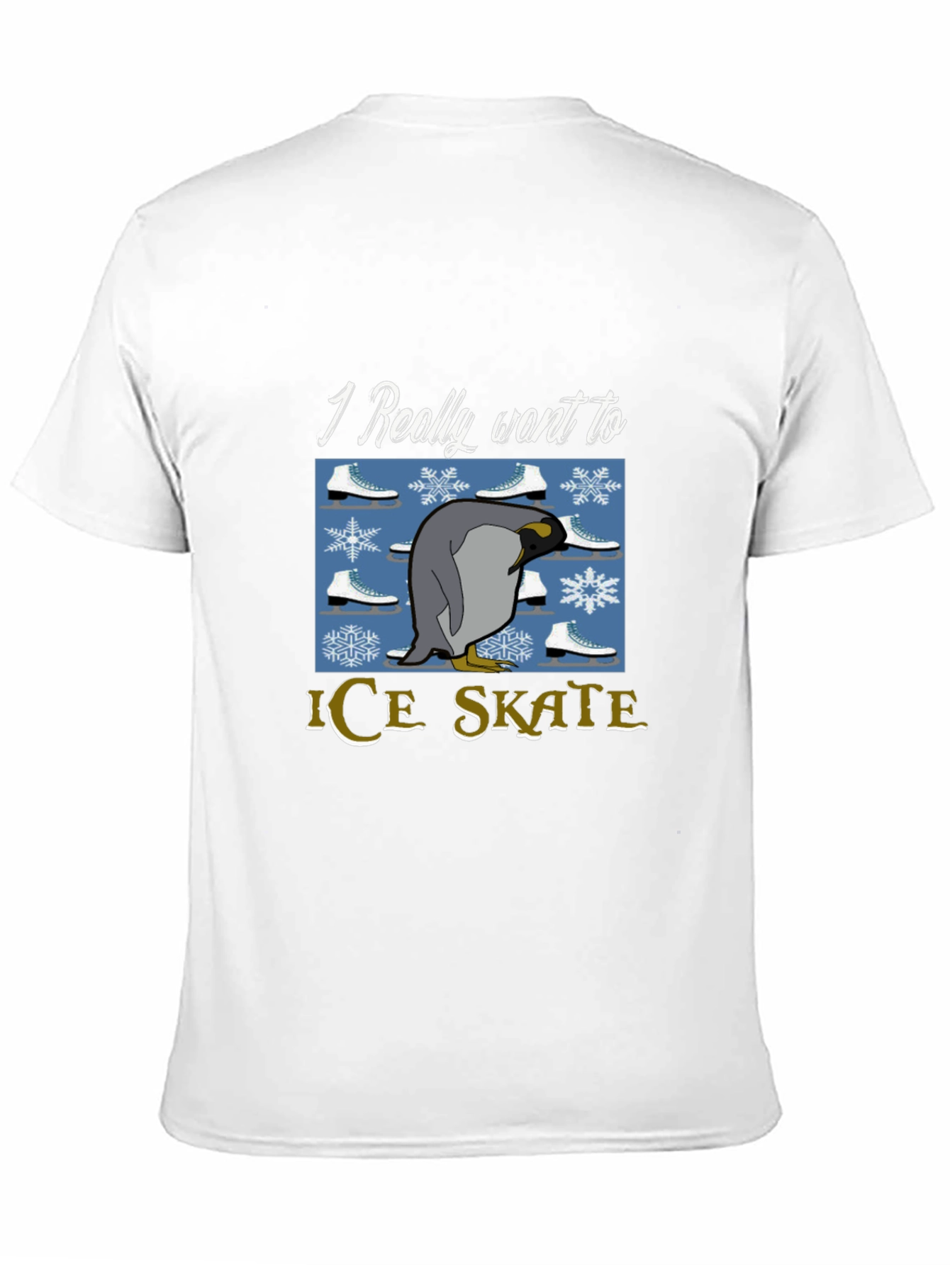 Penguin Ice Skate T-Shirt - Novelty Graphic Tee