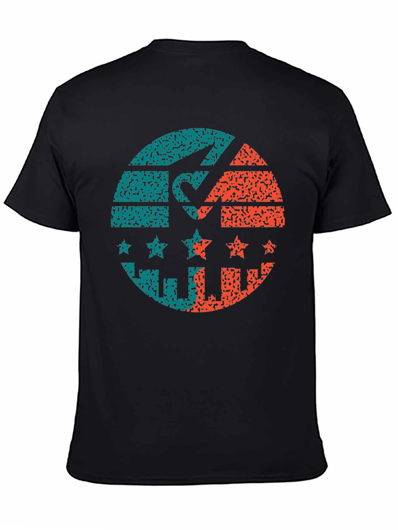 Retro Graphic Print Tee - Distressed Circle Design