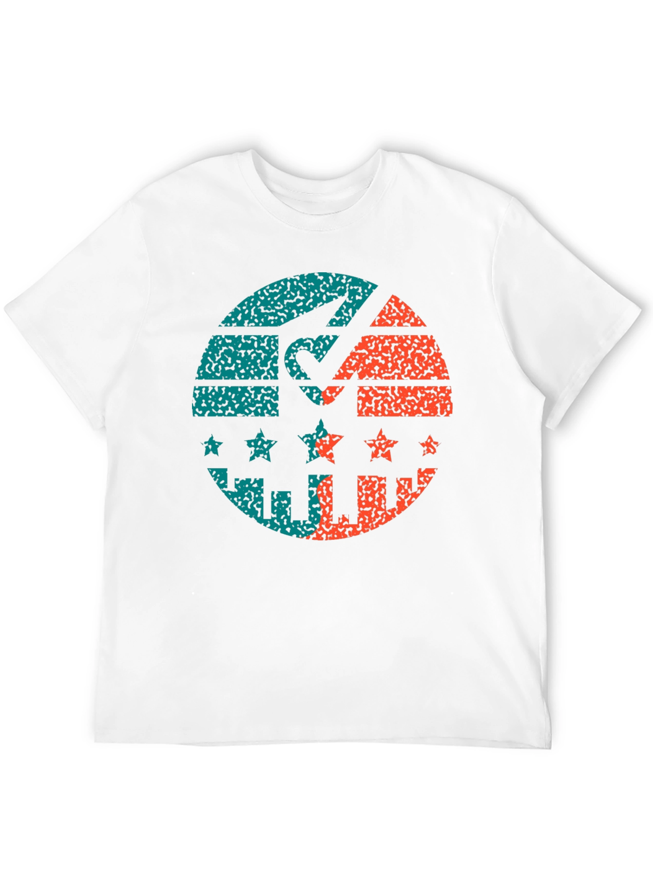 Retro Graphic Print Tee - Distressed Circle Design