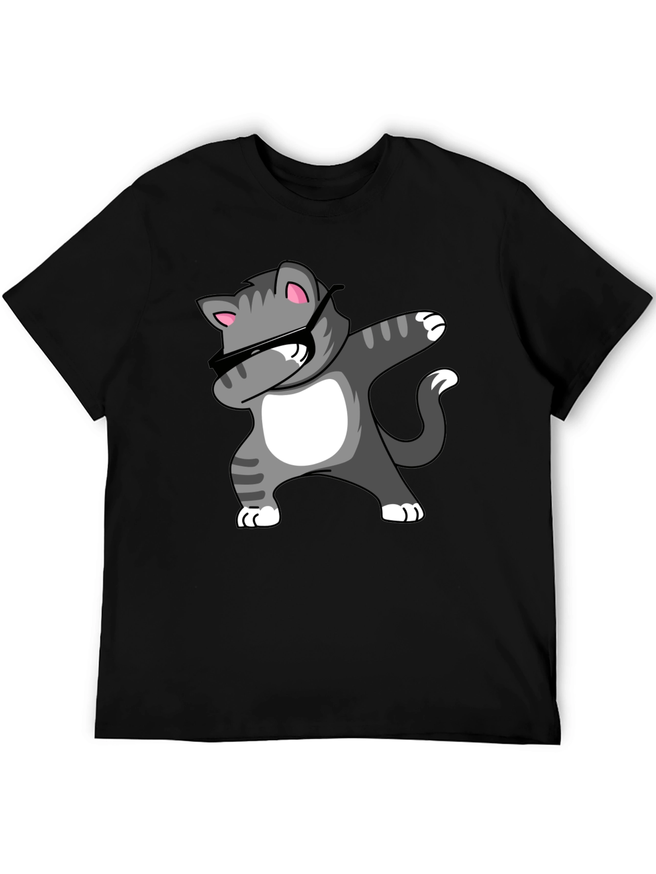 Dabbing Cat Graphic Tee - Black T-Shirt