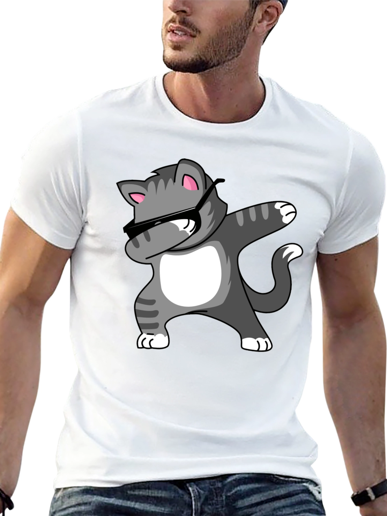 Dabbing Cat Graphic Tee - Black T-Shirt