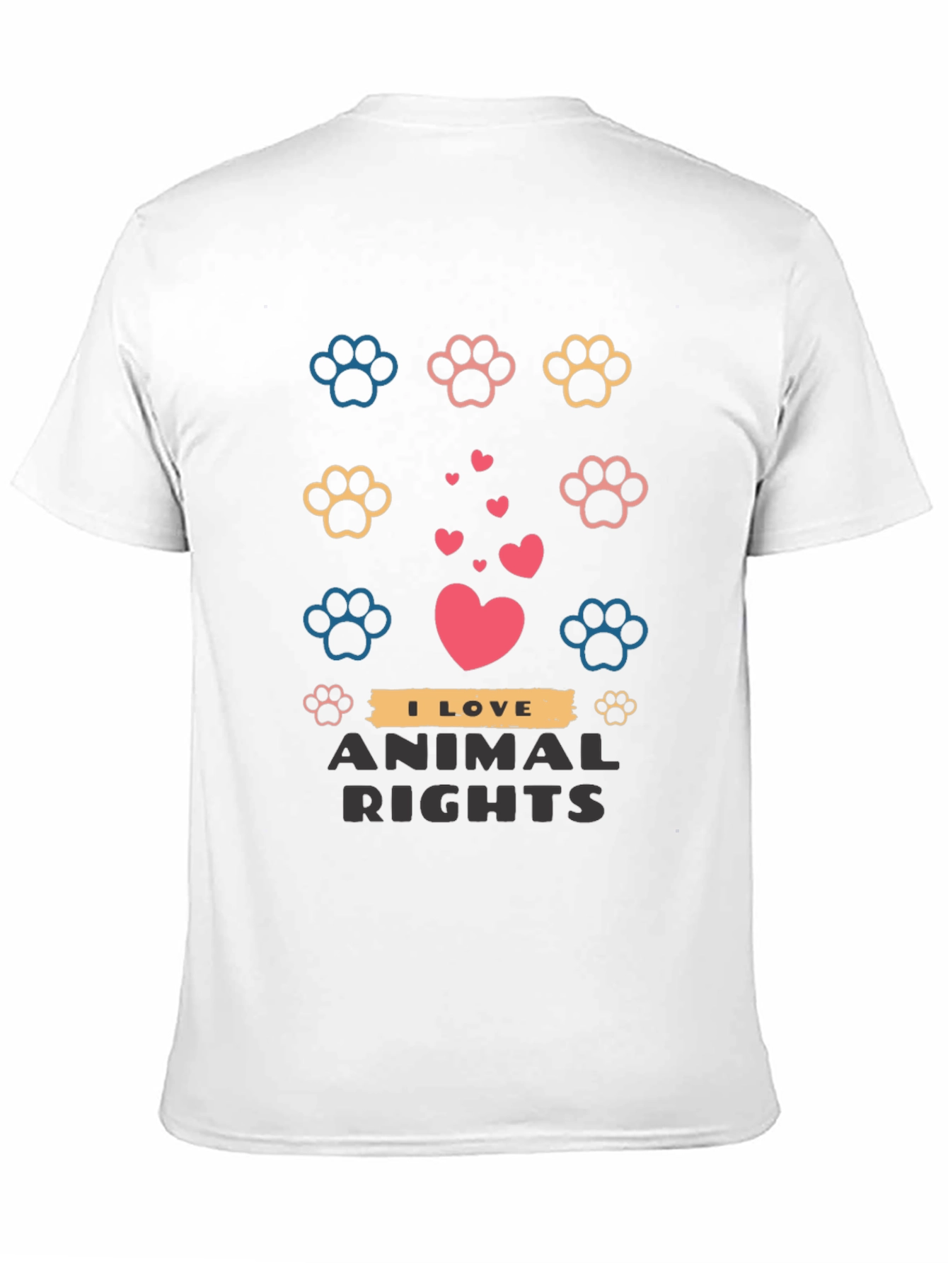 Animal Rights Graphic Tee - Paw Prints and Hearts