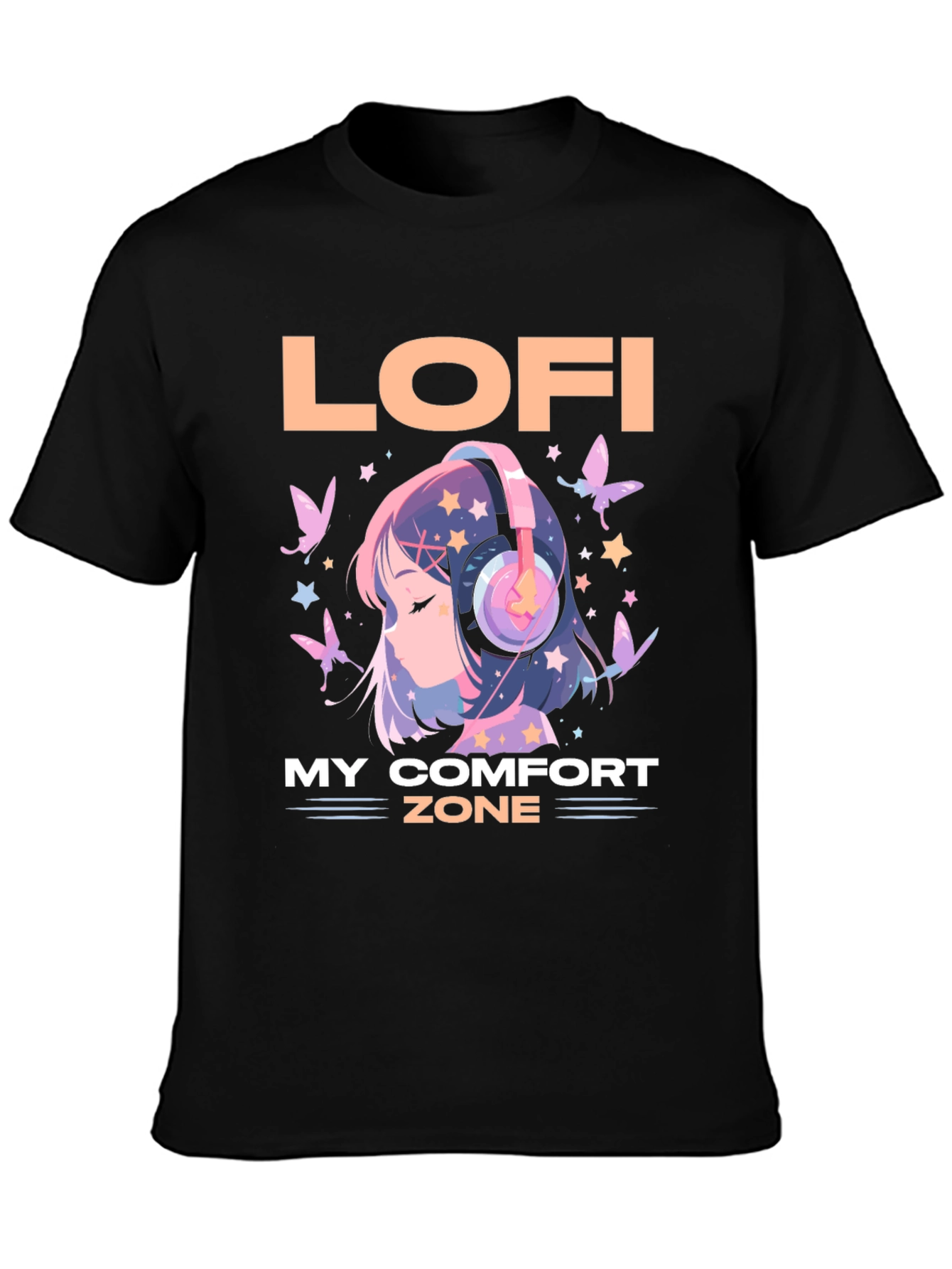 Lofi My Comfort Zone T-Shirt Anime Girl Headphone
