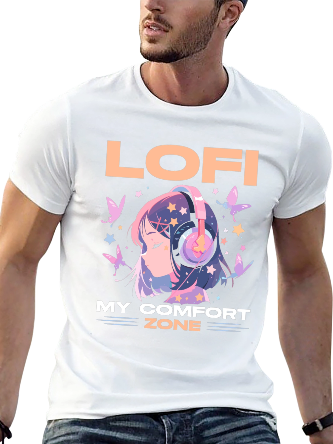 Lofi My Comfort Zone T-Shirt Anime Girl Headphone
