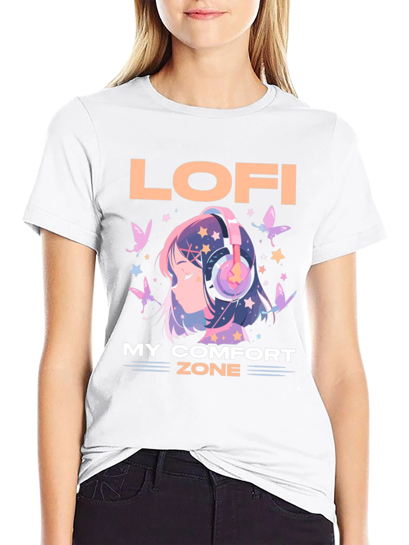 Lofi My Comfort Zone T-Shirt Anime Girl Headphone