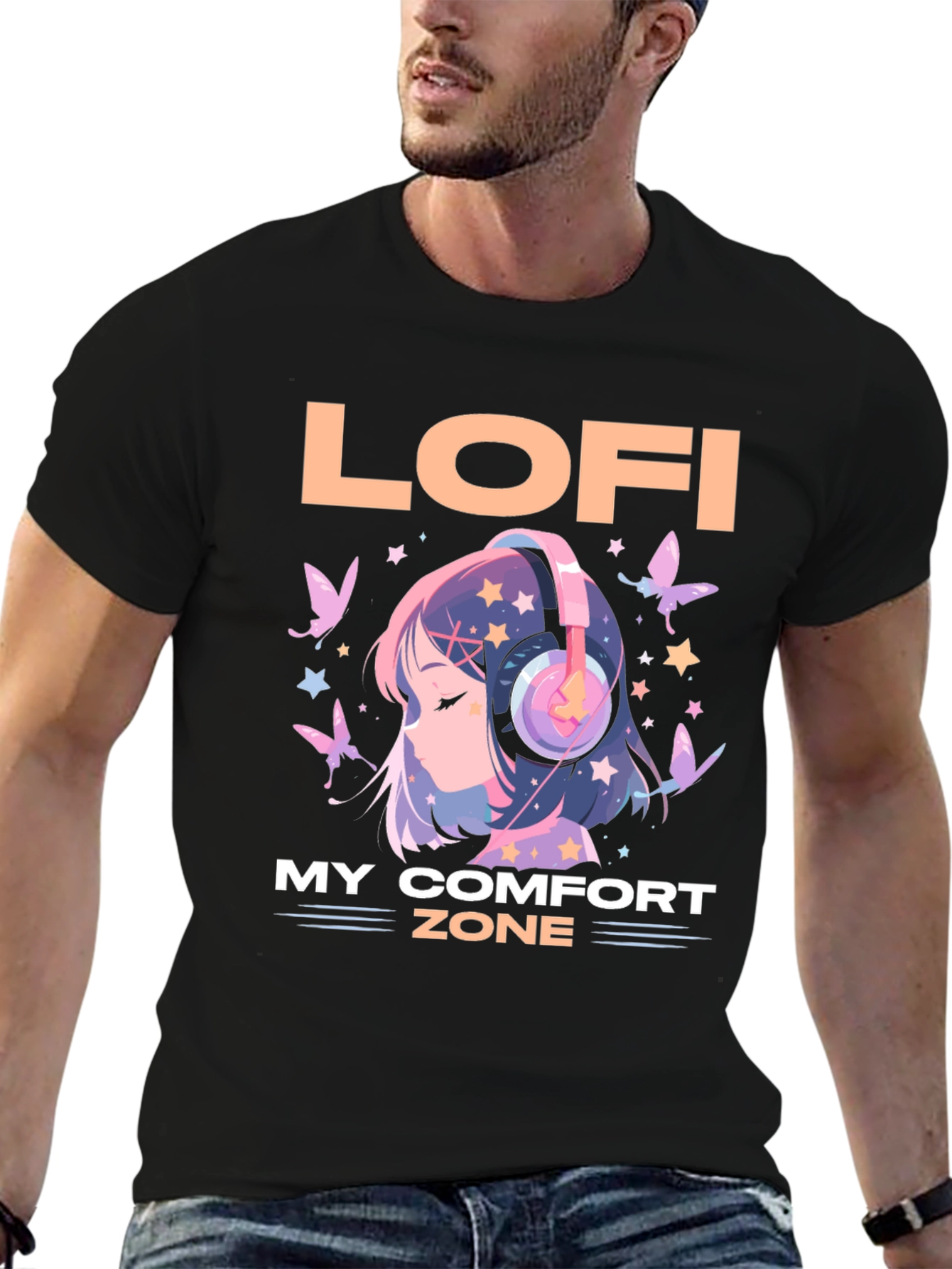 Lofi My Comfort Zone T-Shirt Anime Girl Headphone