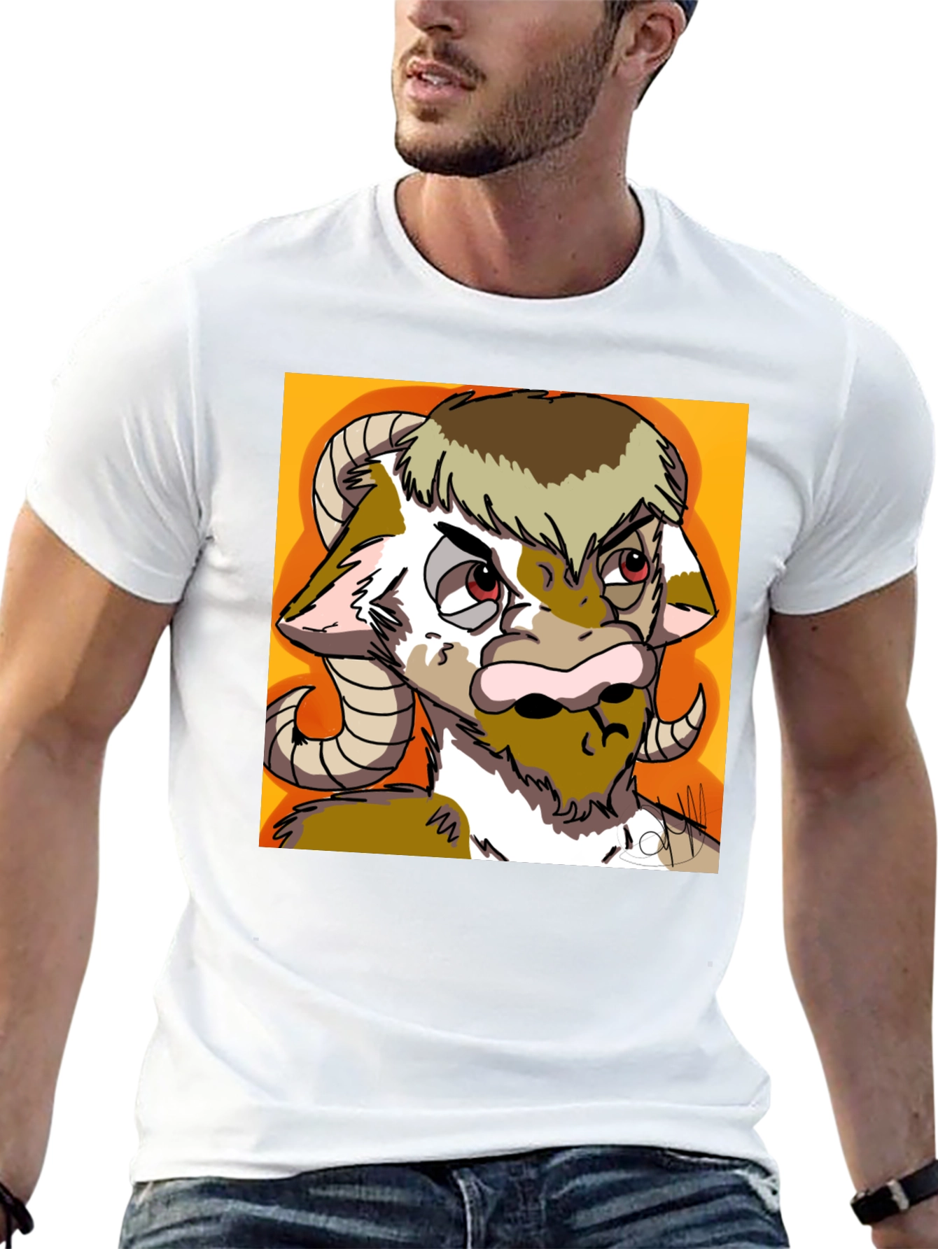 Novelty Goat Graphic Tee - Black Cotton Blend