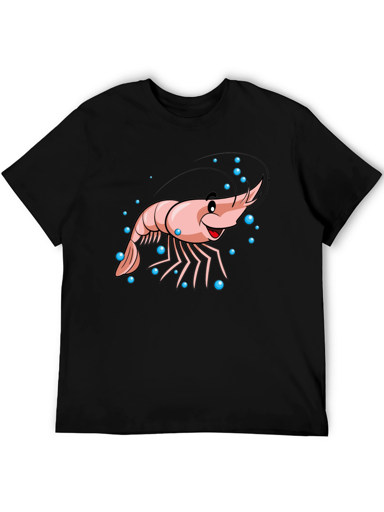 Cartoon Shrimp Graphic Black T-Shirt