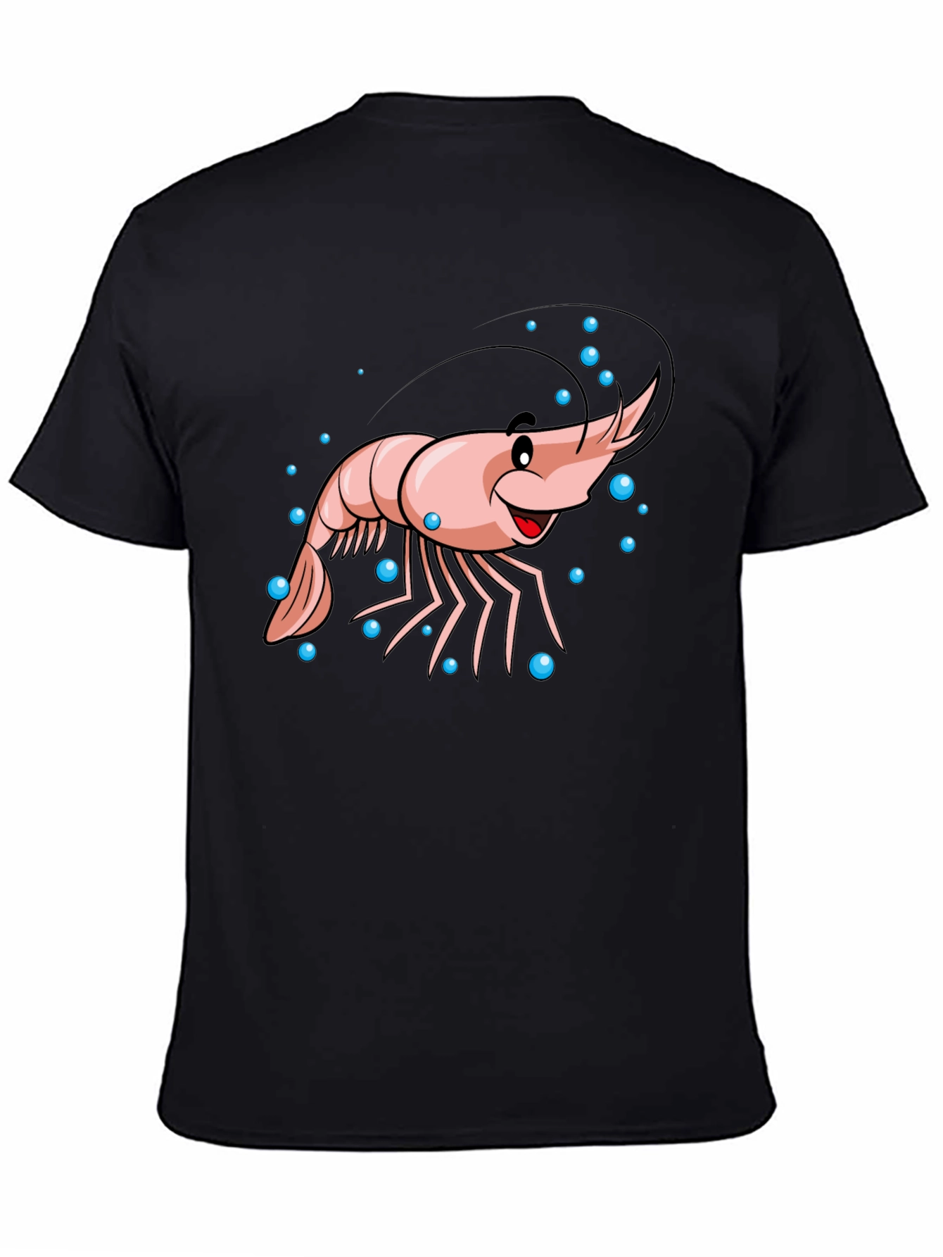 Cartoon Shrimp Graphic Black T-Shirt
