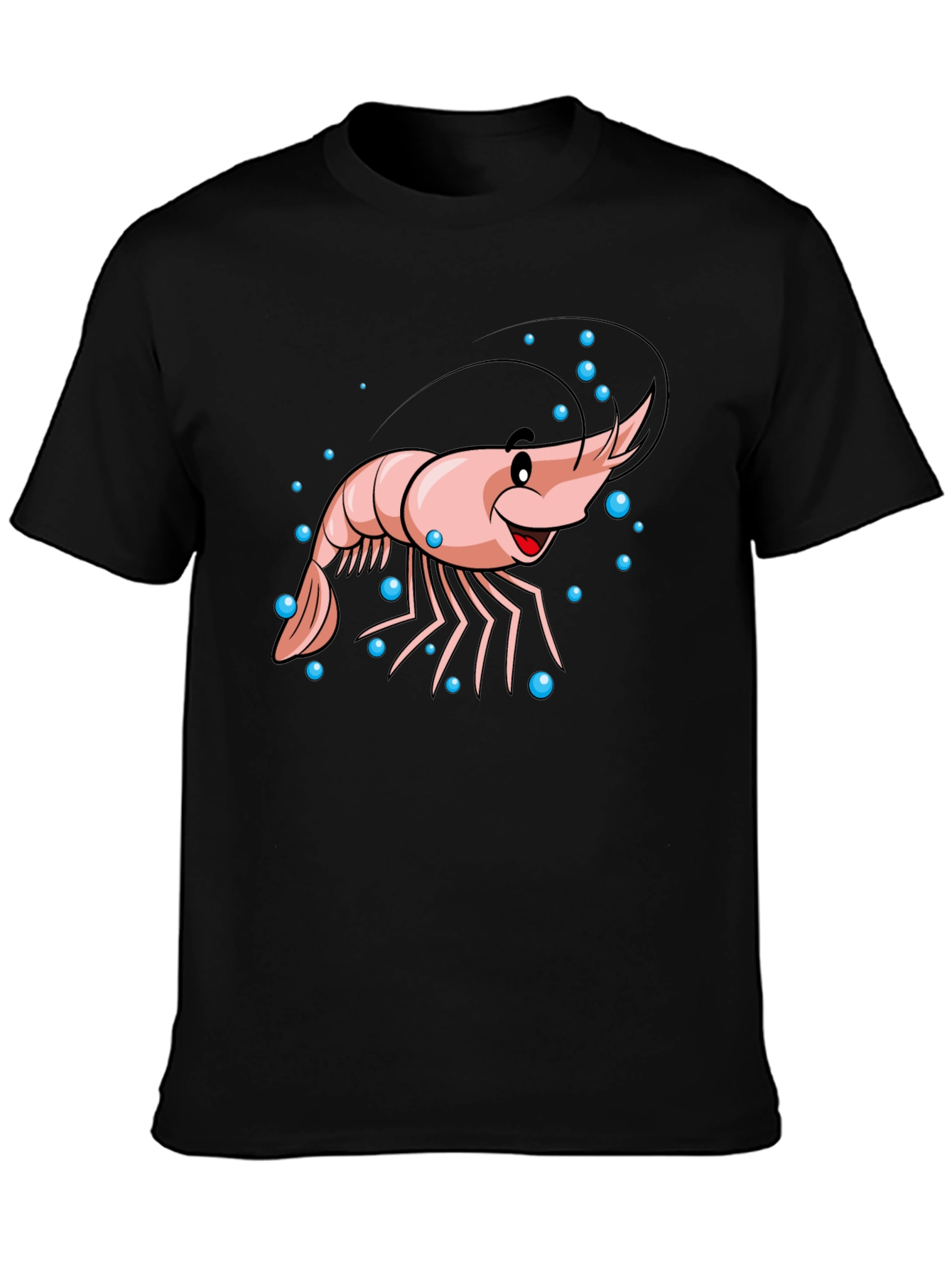 Cartoon Shrimp Graphic Black T-Shirt