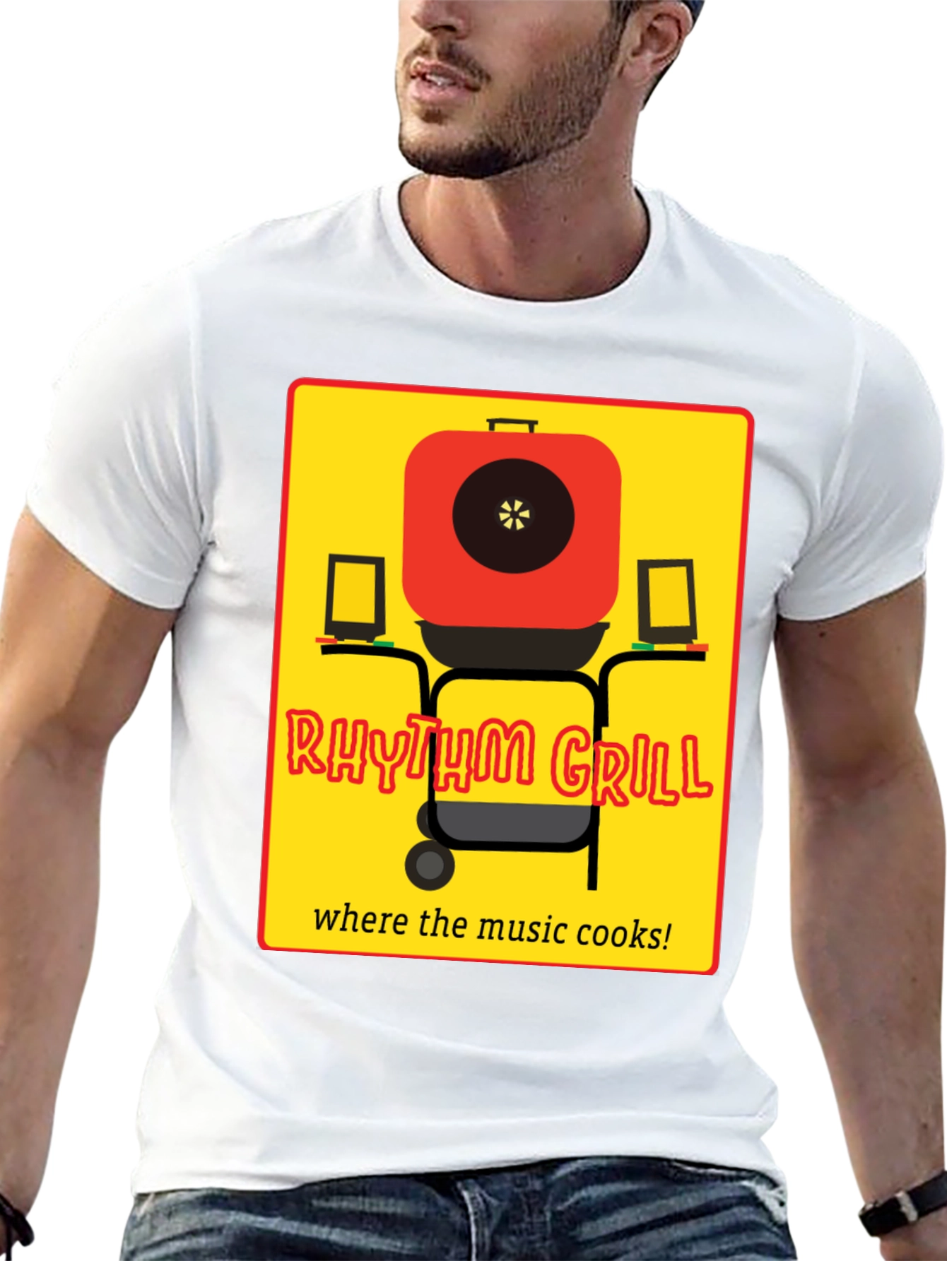 Rhythm Grill T-Shirt - Music and Cooking Style