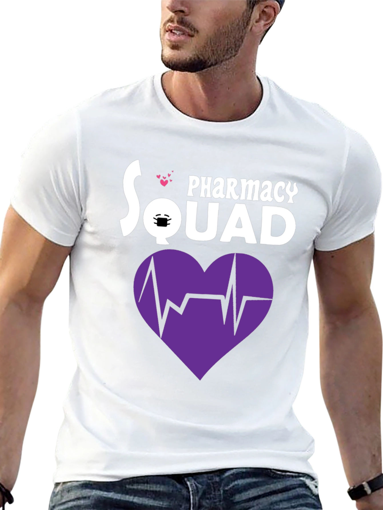 Pharmacy Squad T-Shirt with Heartbeat Graphic