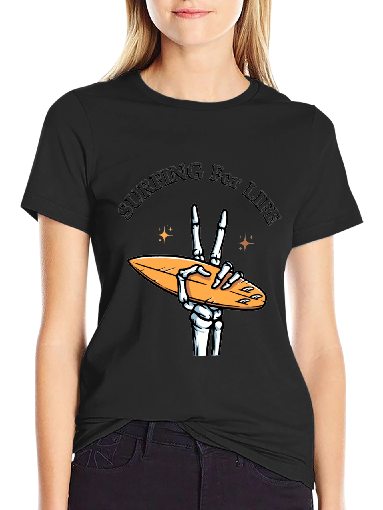 Surfing for Life Skeleton Hand T-Shirt