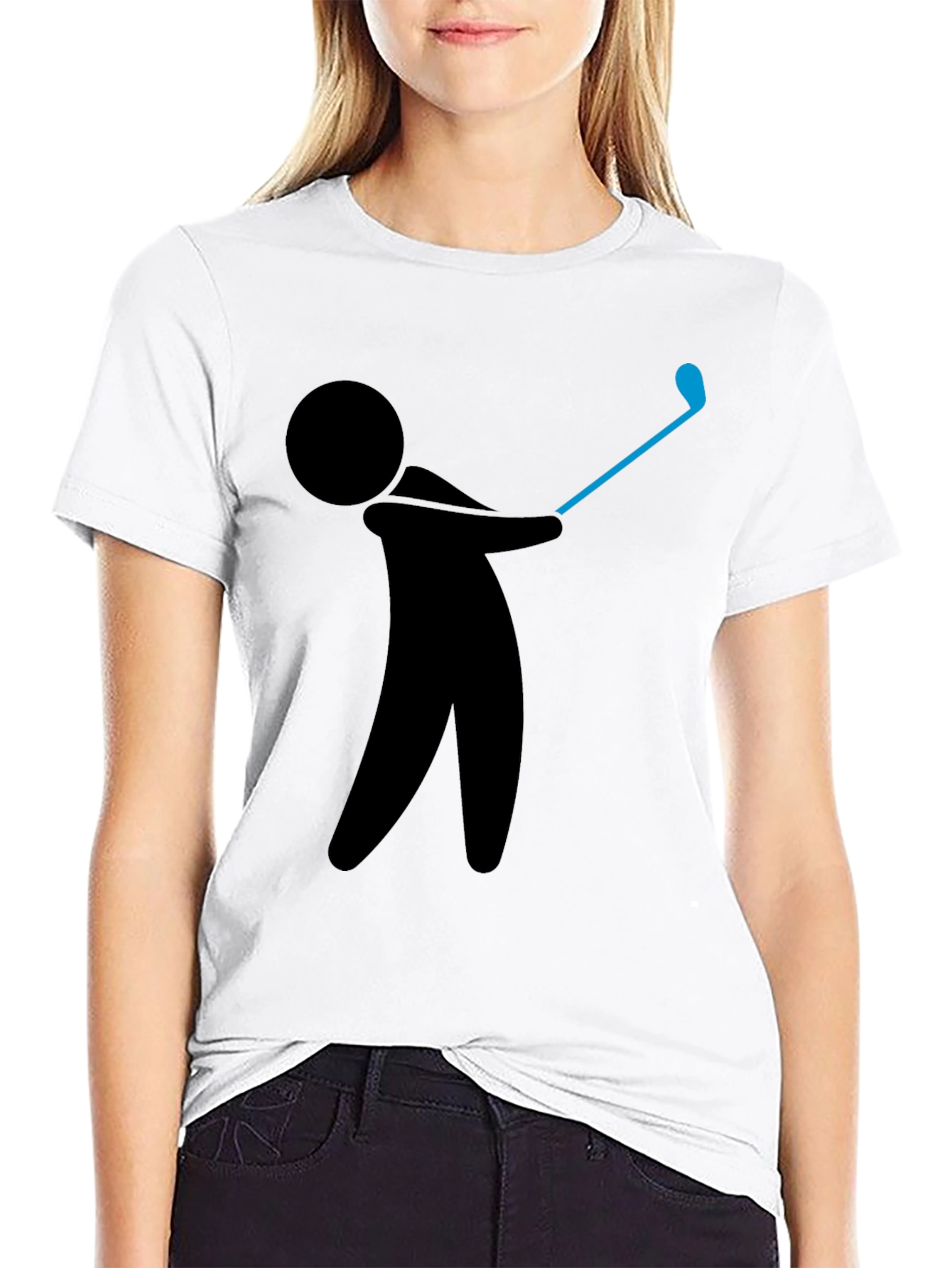 Golf Swing Graphic Tee - Black Cotton T-Shirt