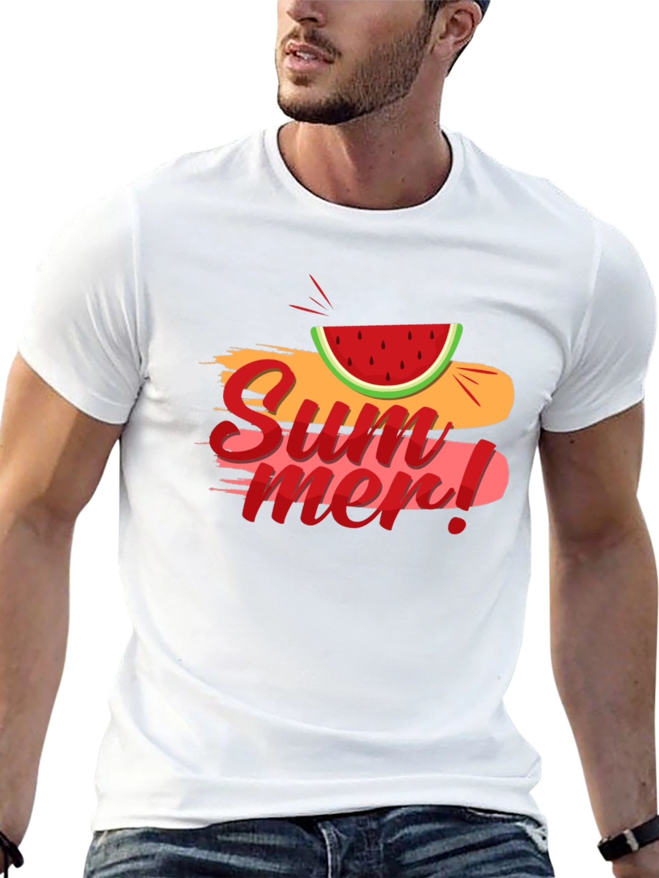 Summer Watermelon Graphic Black T-Shirt