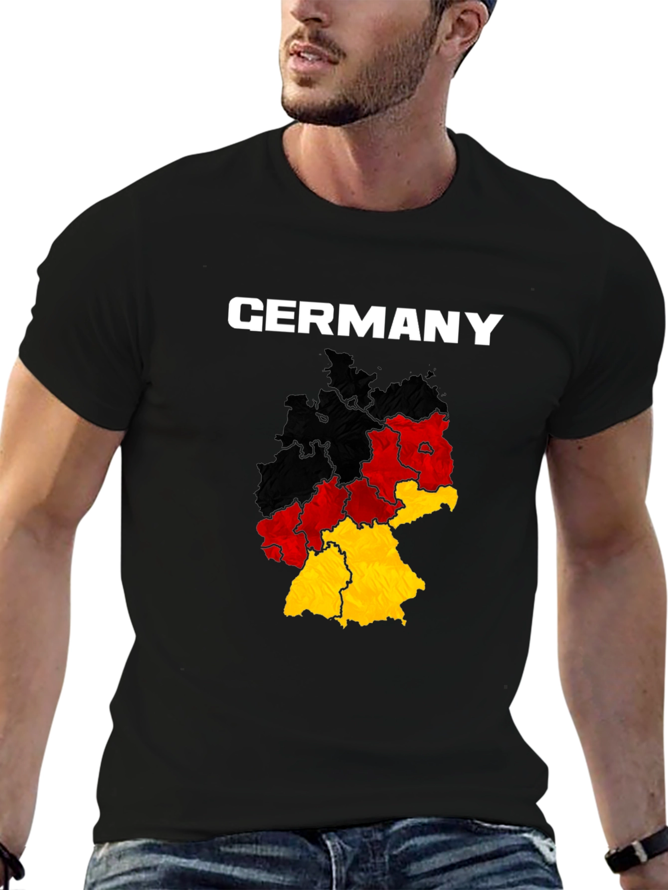 Germany Map T-Shirt - Black Cotton